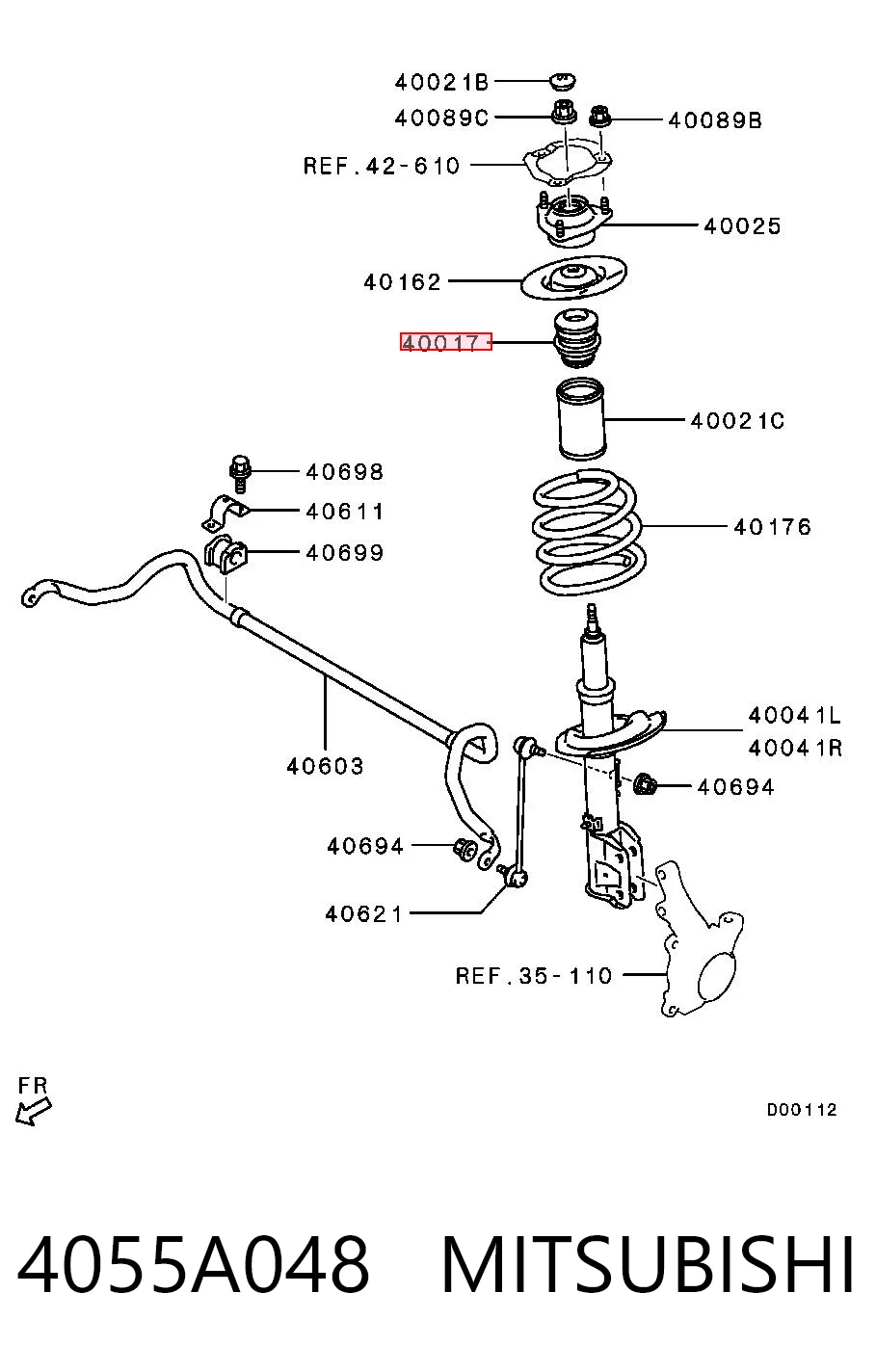 4055A048 Mitsubishi Pára-choque (grade de proteção) de amortecedor dianteiro