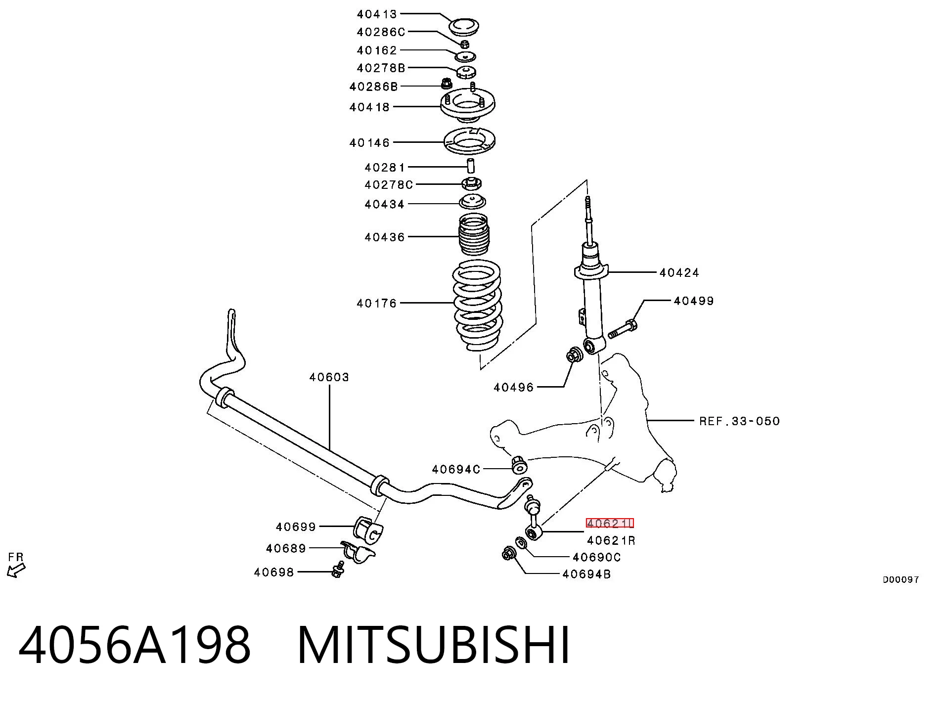 4056A198 Mitsubishi Montante esquerdo de estabilizador dianteiro