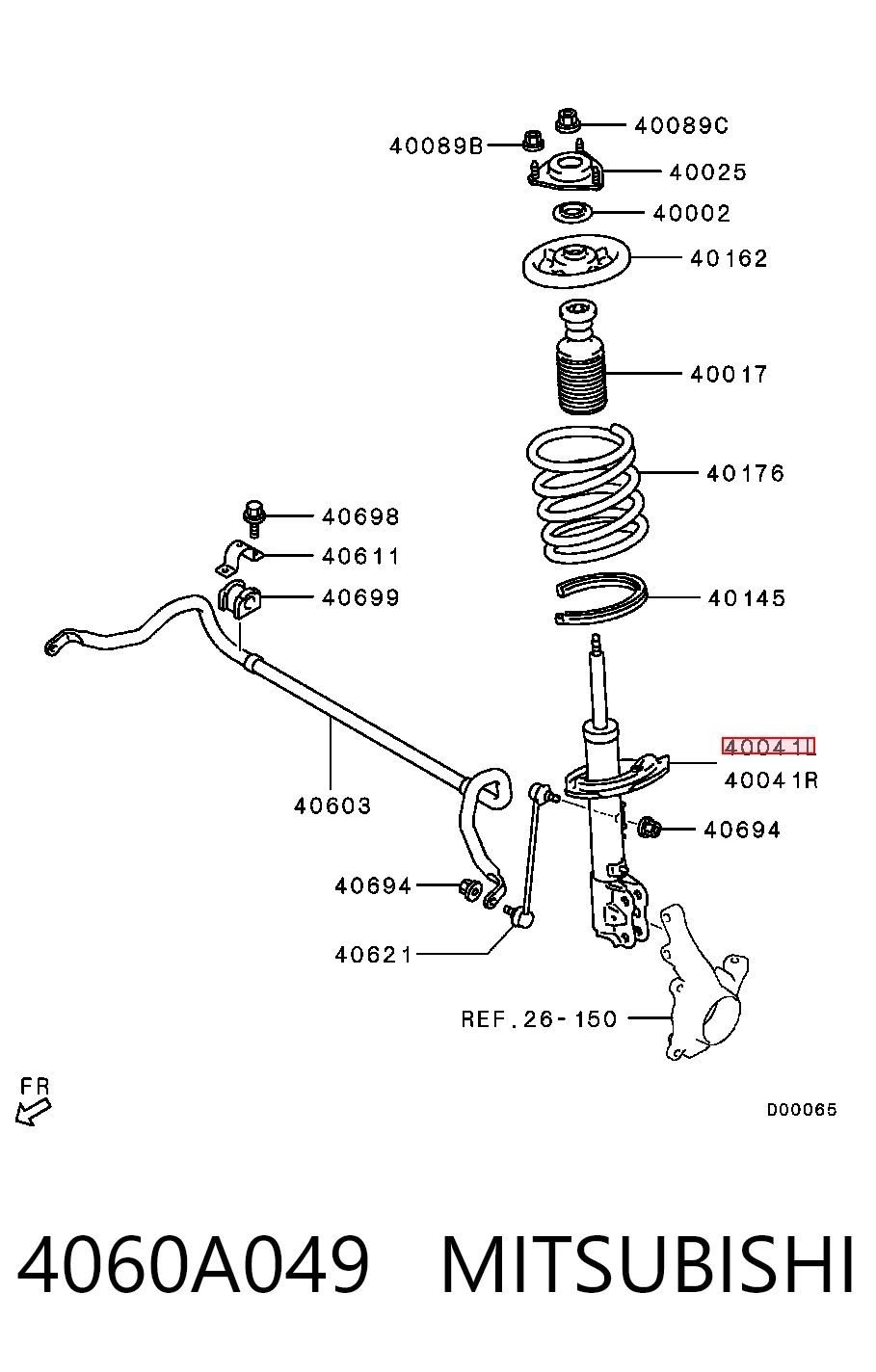 4060A049 Mitsubishi Amortecedor dianteiro esquerdo