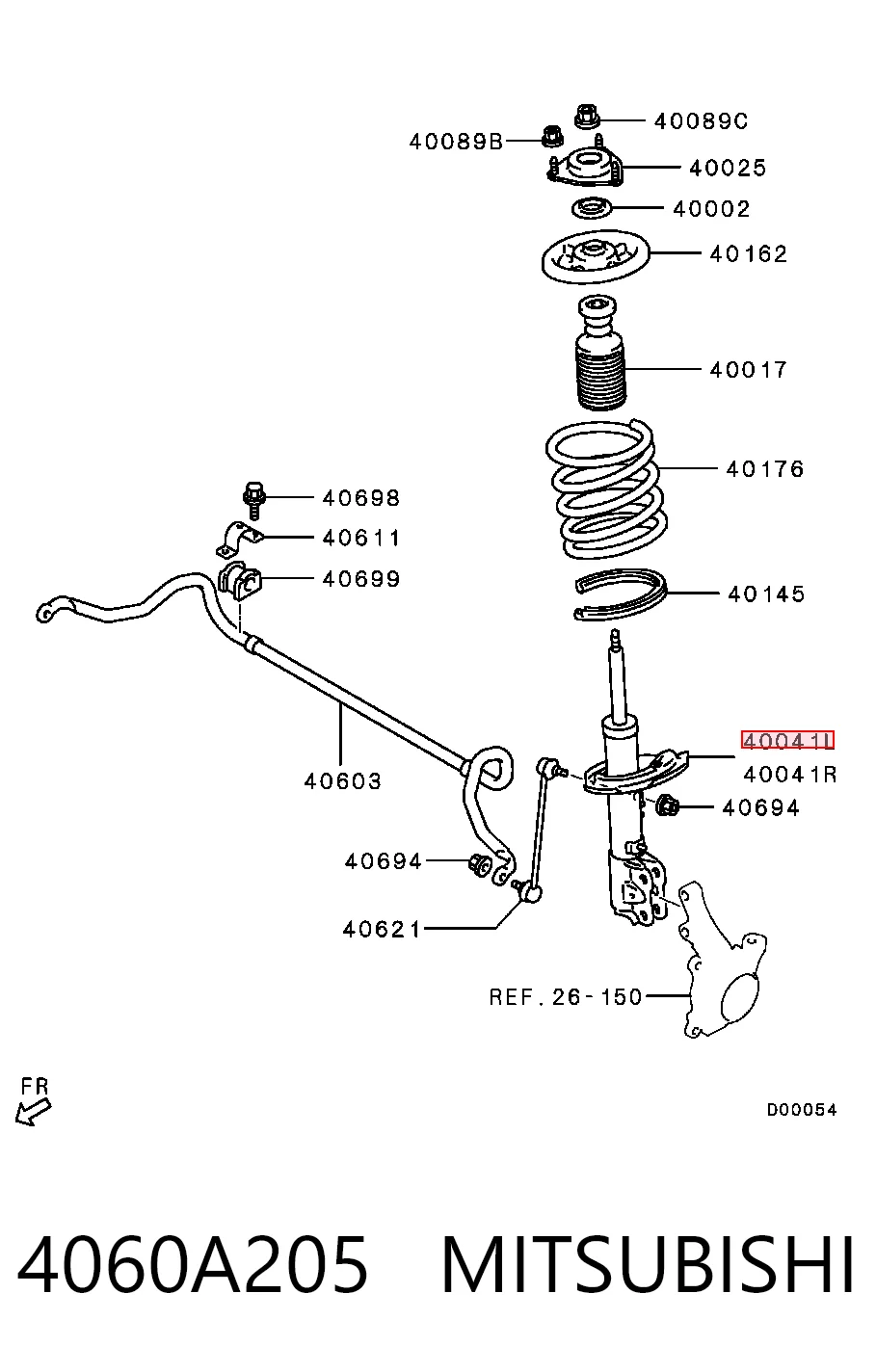 4060A205 Mitsubishi Amortecedor dianteiro esquerdo