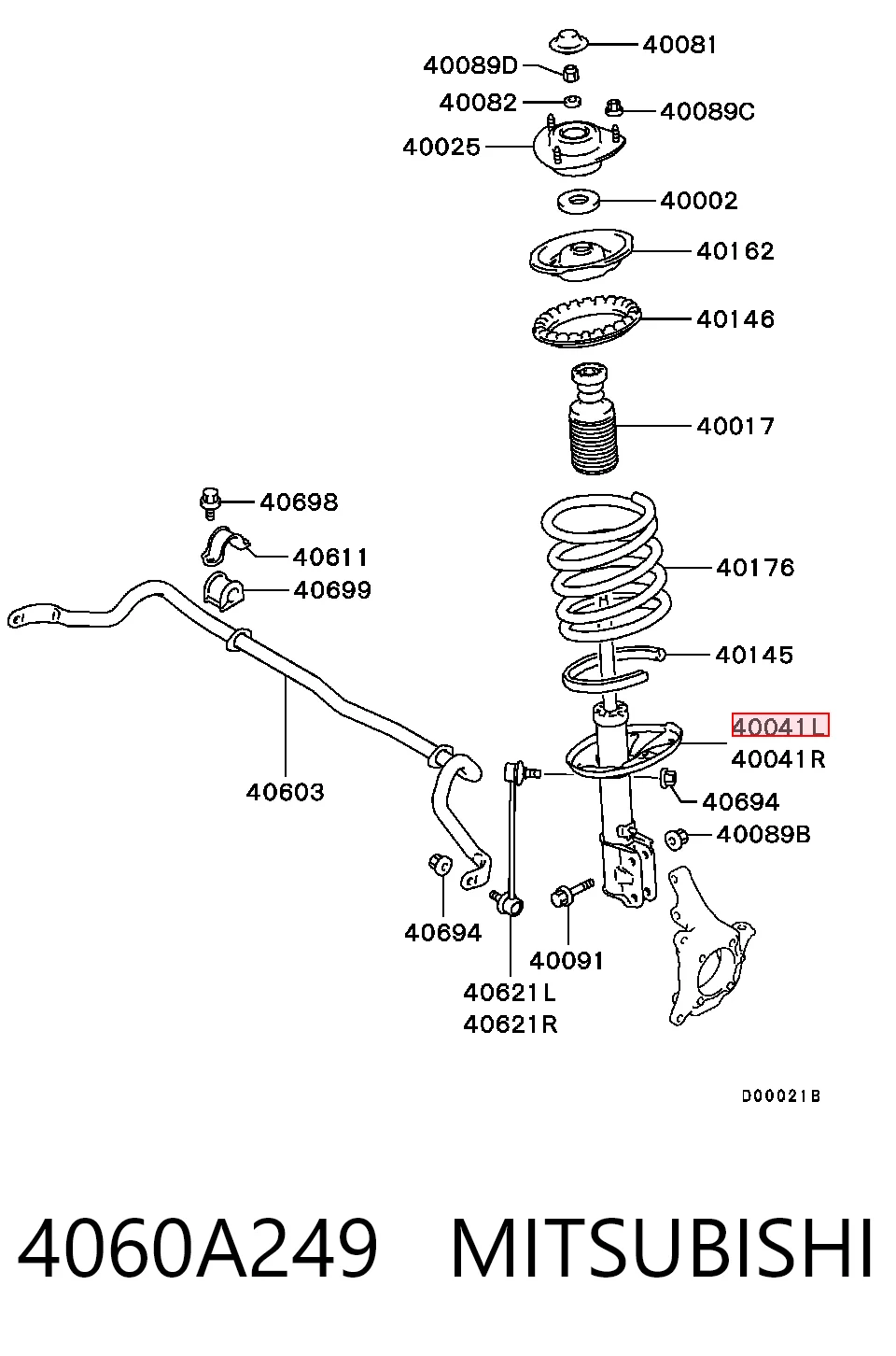 4060A249 Mitsubishi Amortecedor dianteiro esquerdo