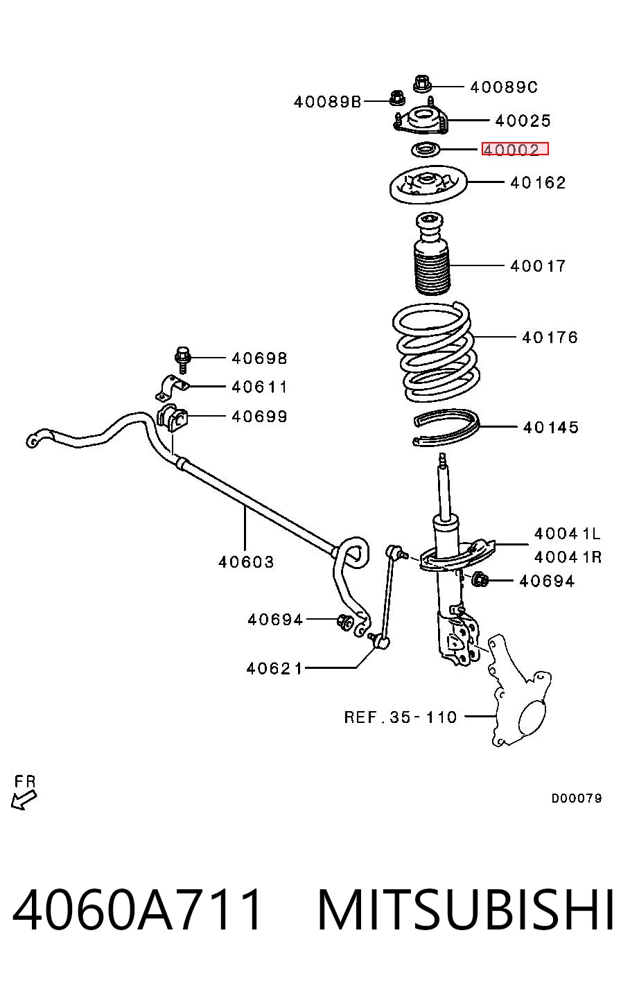 4060A711 Mitsubishi Rolamento de suporte do amortecedor dianteiro