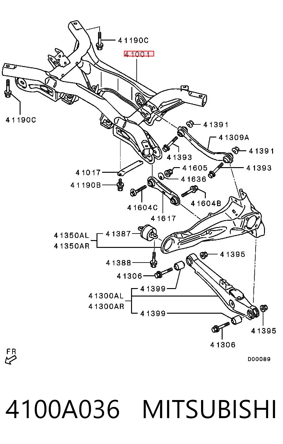 4100A036 Mitsubishi Viga de suspensão traseira (plataforma veicular)