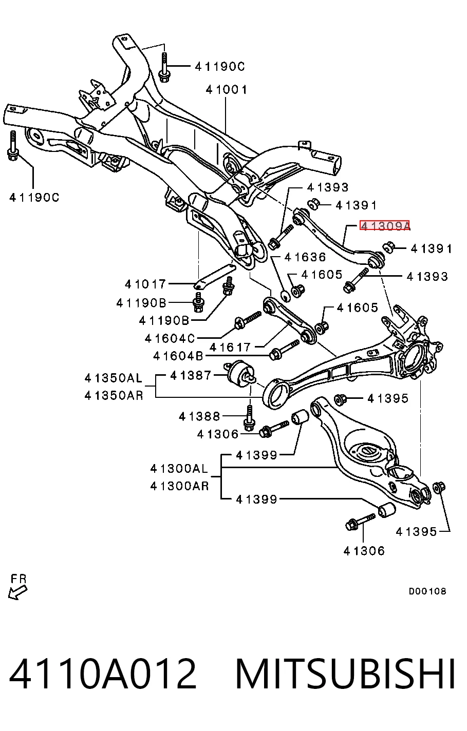 4110A012 Mitsubishi Braço oscilante superior esquerdo/direito de suspensão traseira