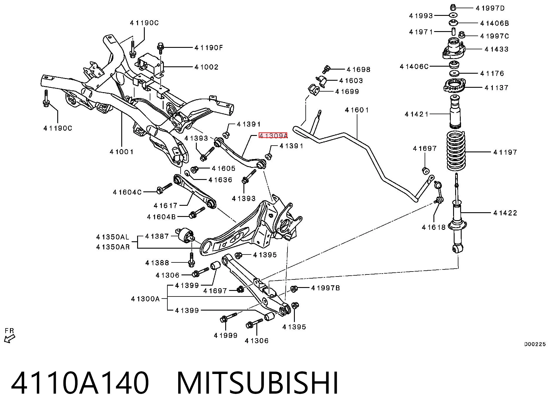 4110A140 Mitsubishi Braço oscilante superior esquerdo/direito de suspensão traseira