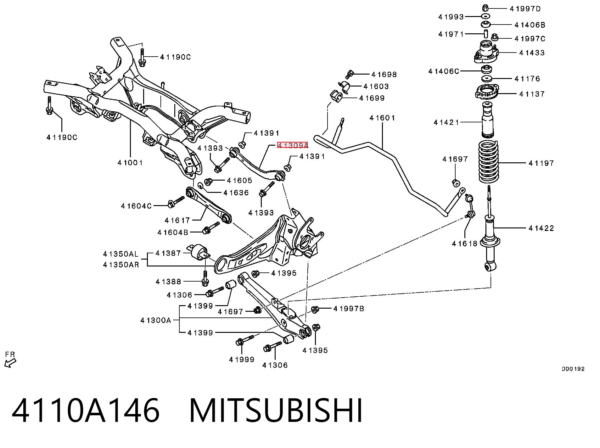 4110A146 Mitsubishi Braço oscilante de suspensão traseira transversal