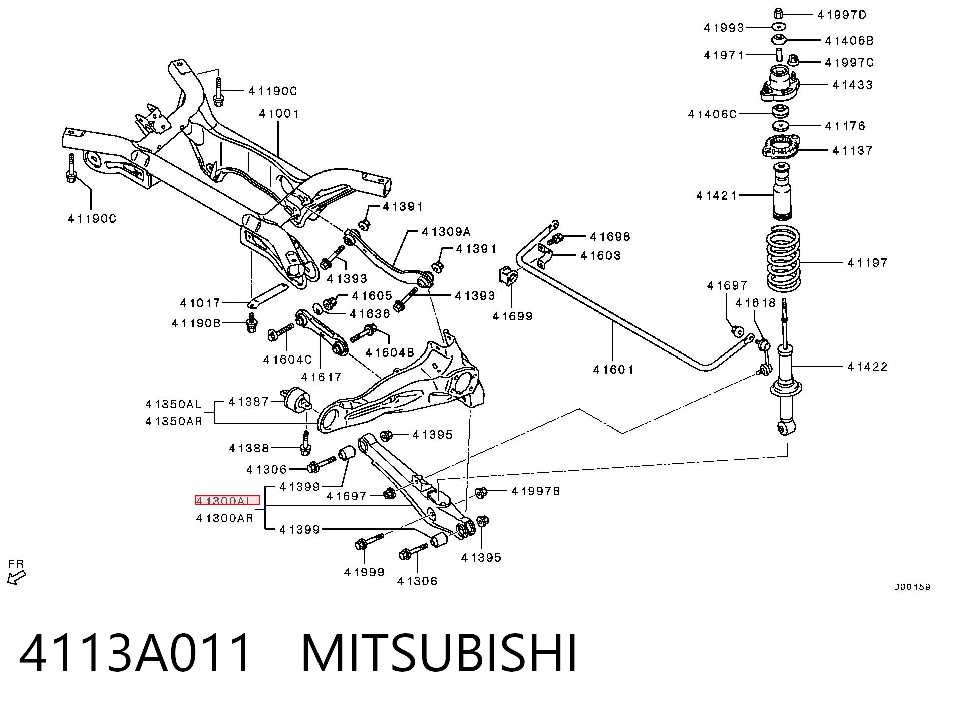 4113A011 Mitsubishi Braço oscilante inferior esquerdo de suspensão traseira/direita