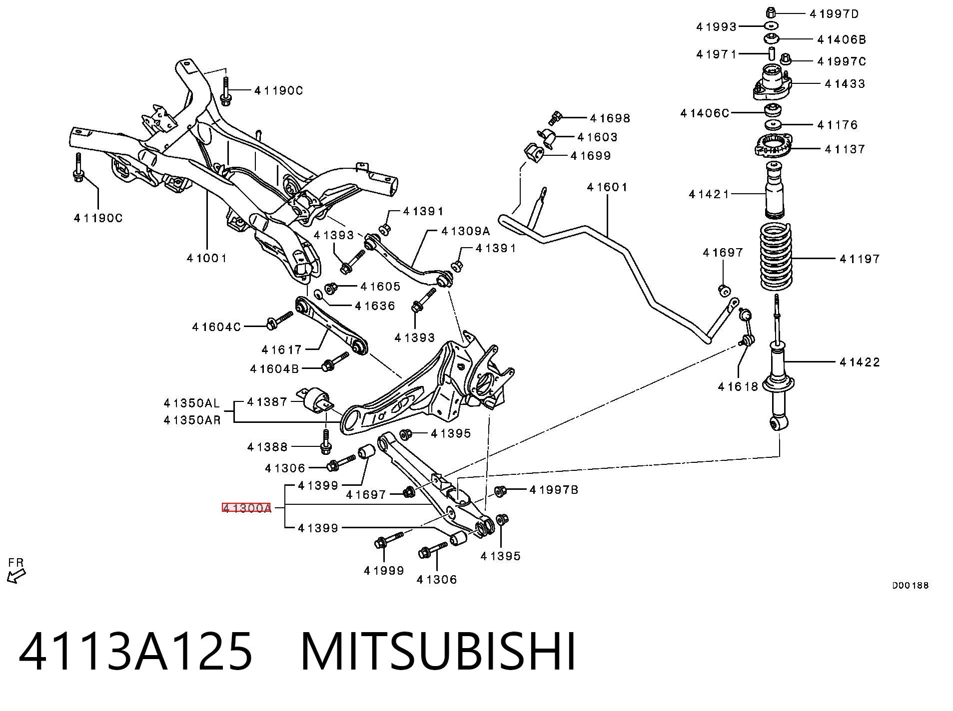 4113A125 Mitsubishi Braço oscilante de suspensão traseira transversal