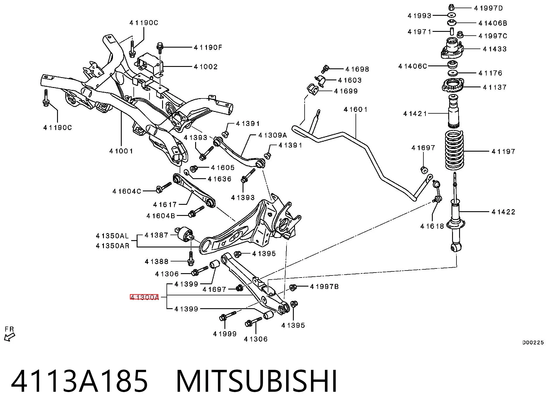 4113A185 Mitsubishi Braço oscilante inferior esquerdo de suspensão traseira/direita