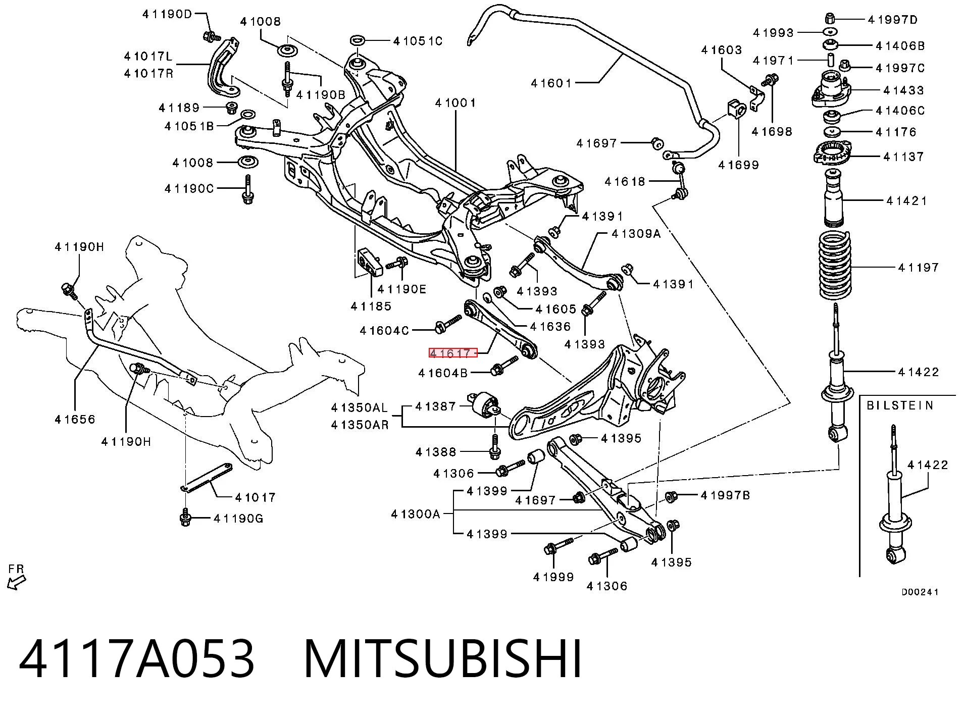 4117A053 Mitsubishi Braço oscilante de suspensão traseira transversal