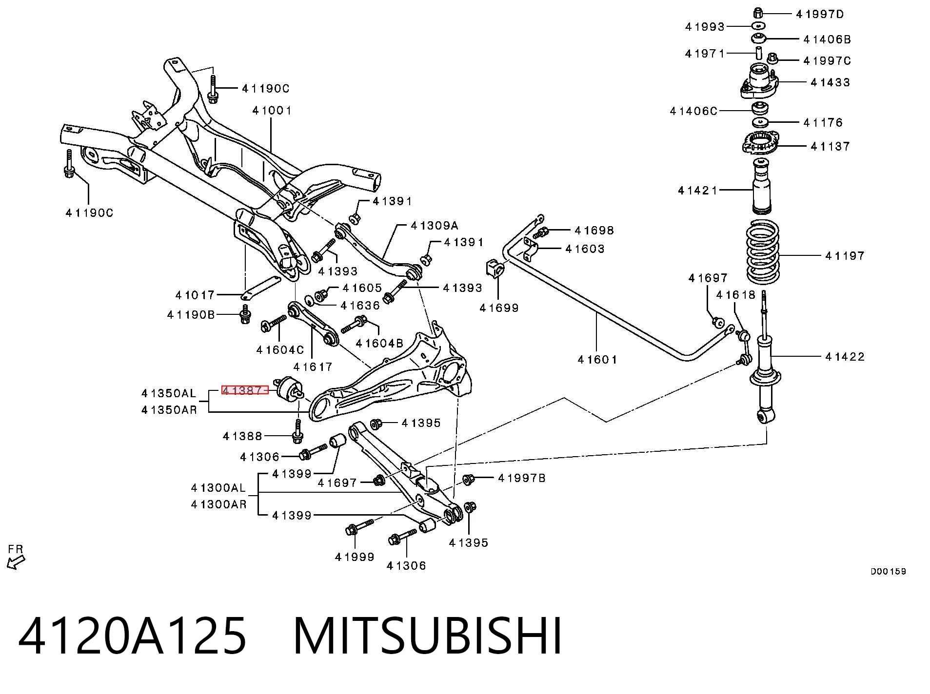 4120A125 Mitsubishi Bloco silencioso dianteiro de braço oscilante traseiro longitudinal