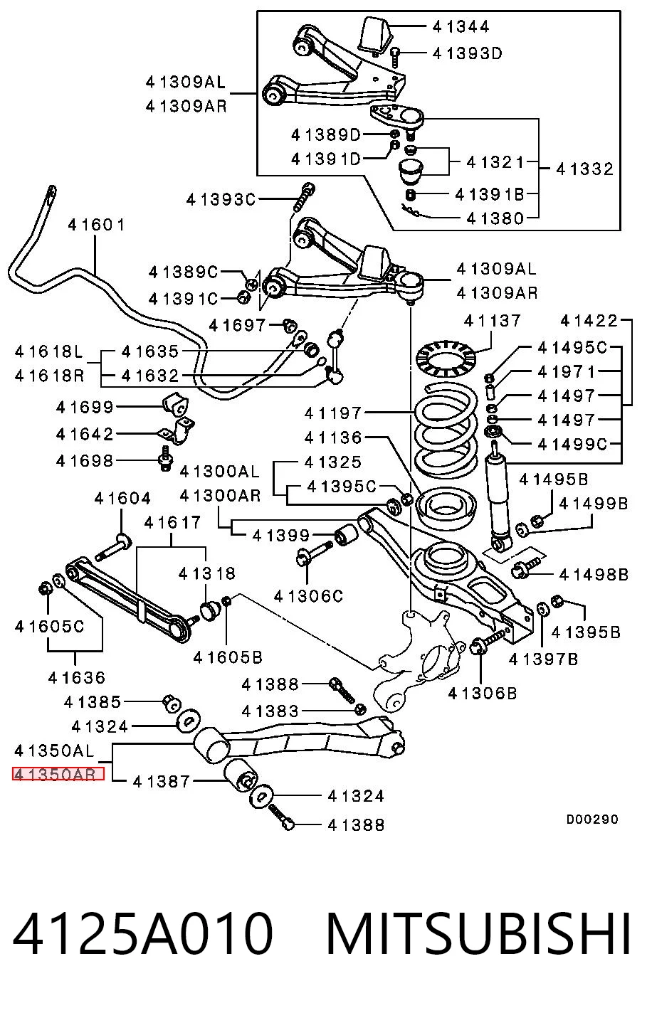 Compre 4125A010 Chrysler Braço oscilante (tração) longitudinal inferior direito de suspensão traseira