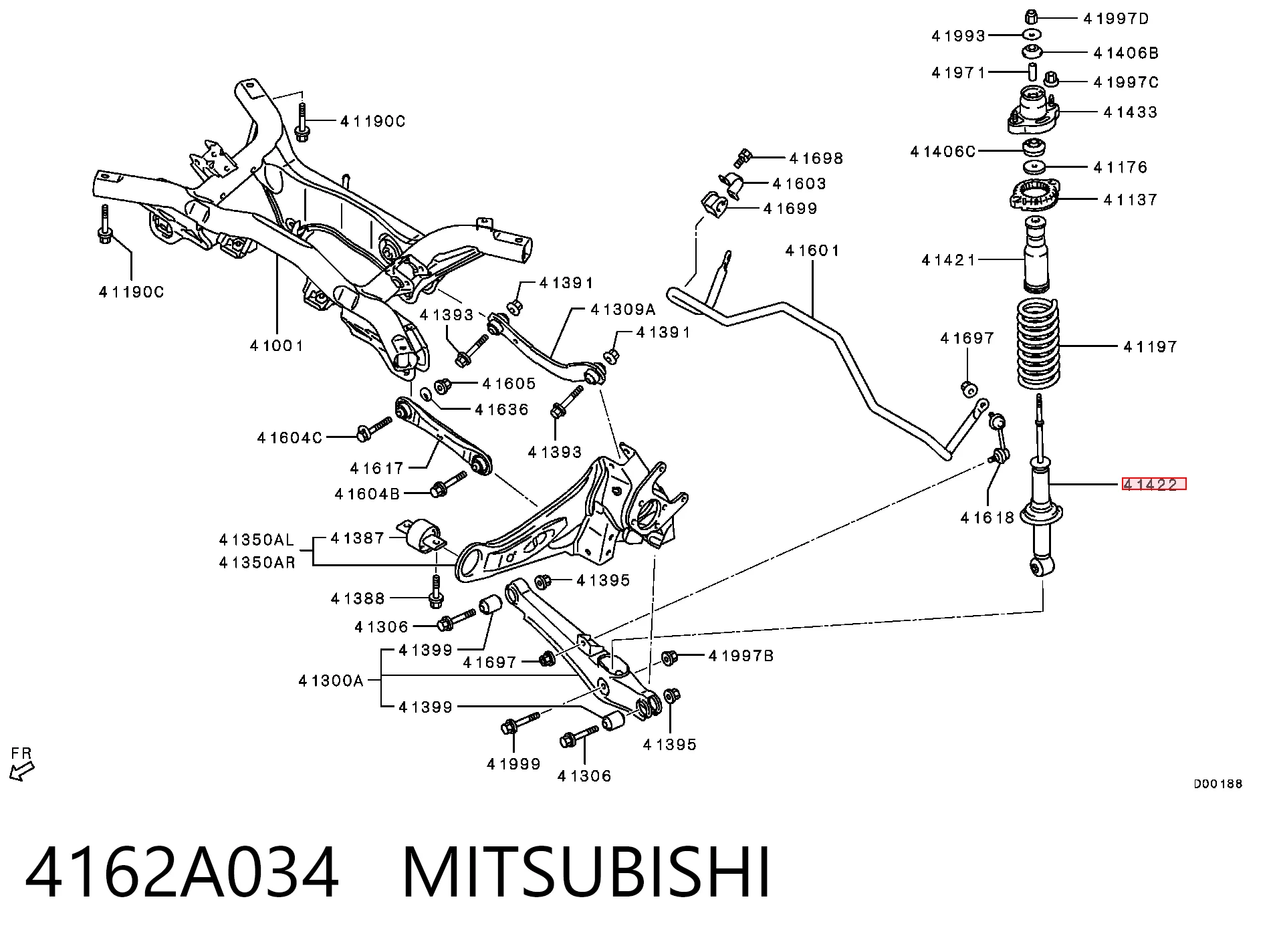 4162A034 Mitsubishi Amortecedor traseiro