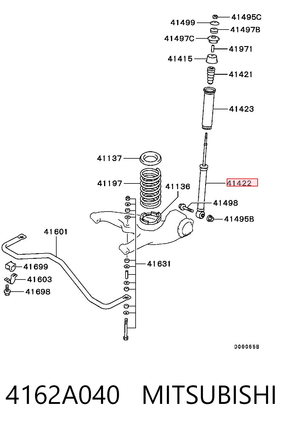 4162A040 Mitsubishi Amortecedor traseiro