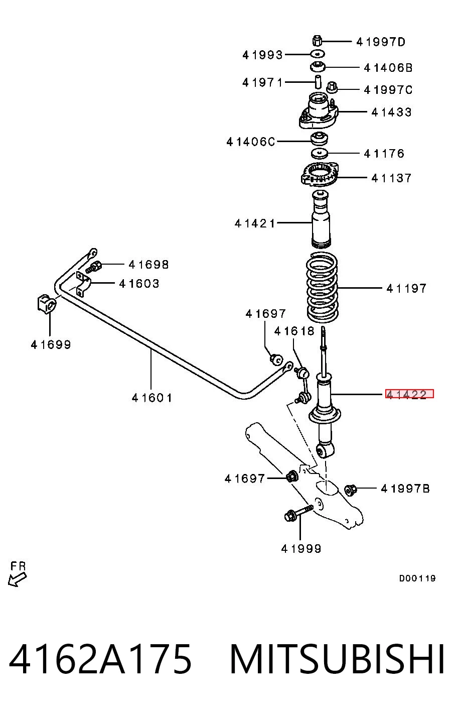 4162A175 Mitsubishi Amortecedor traseiro