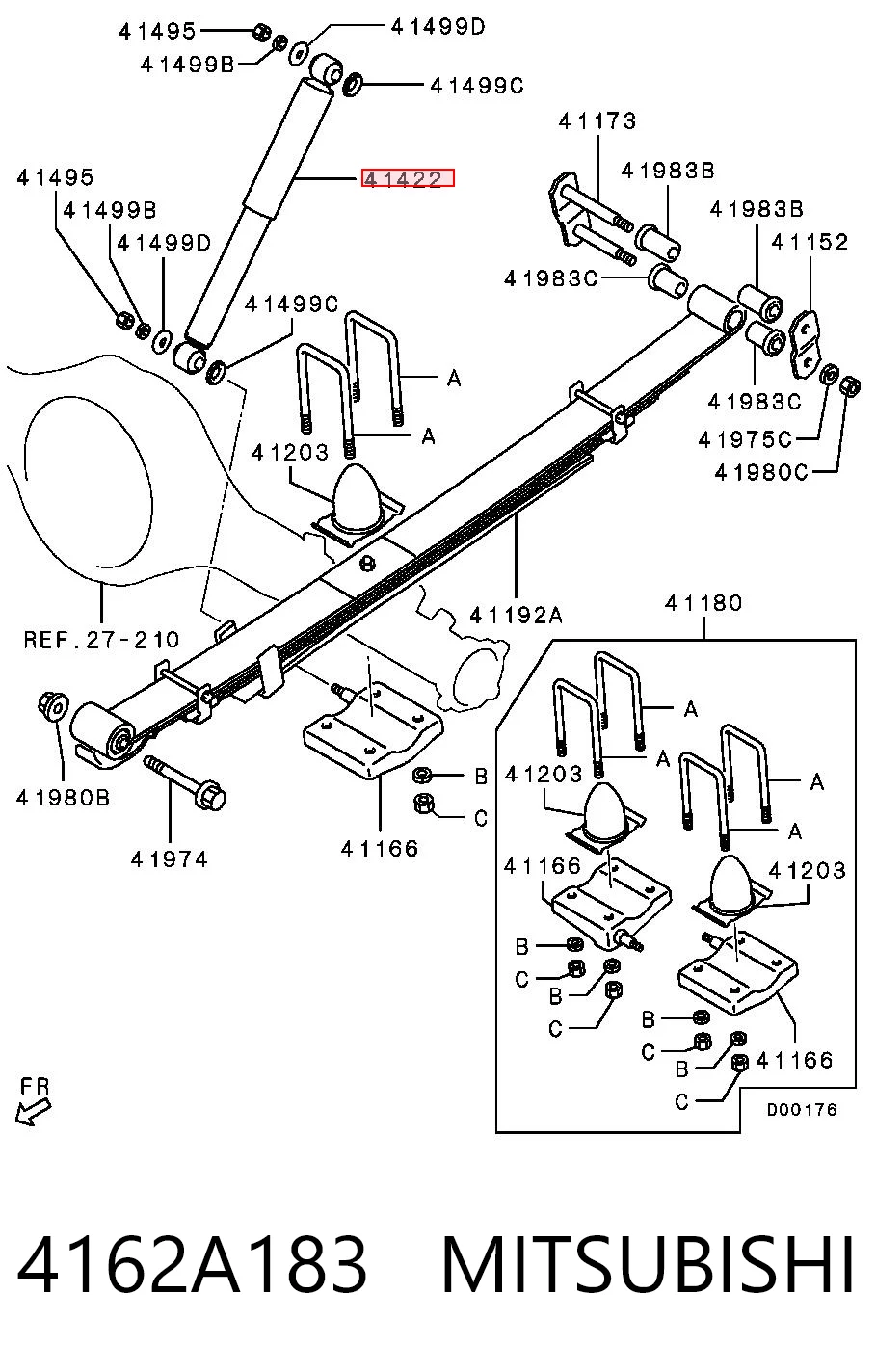 4162A183 Mitsubishi Amortecedor traseiro