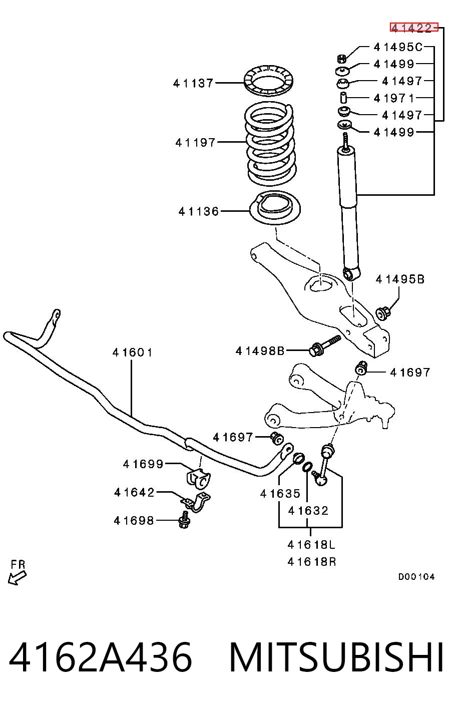 4162A436 Mitsubishi Amortecedor traseiro