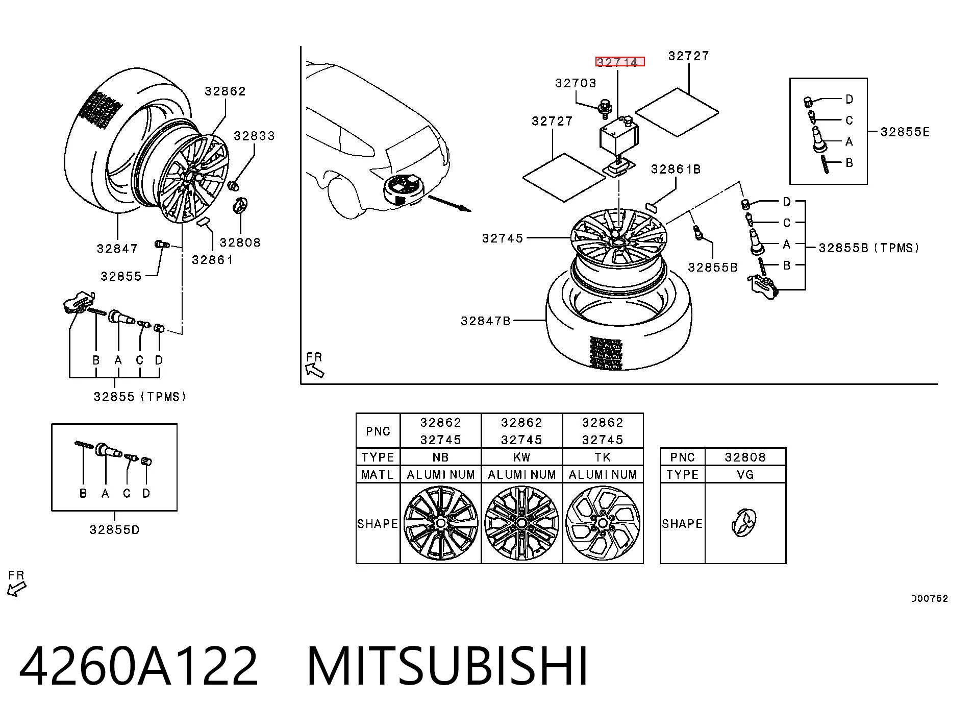 4260A122 Mitsubishi Guincho da roda de recambio