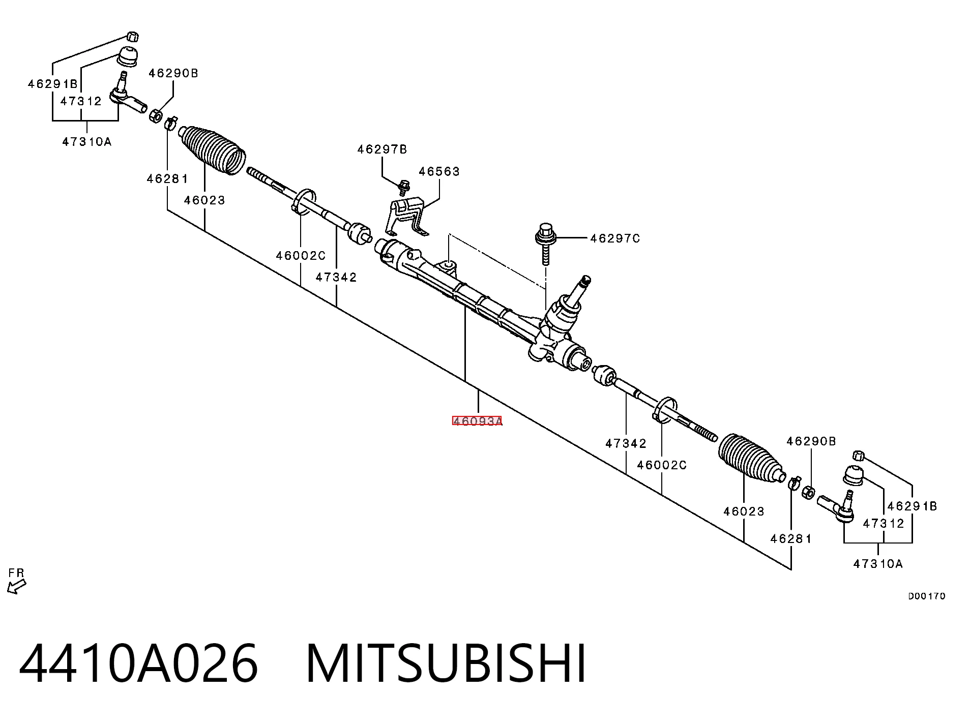 4410A026 Mitsubishi Cremalheira da direção