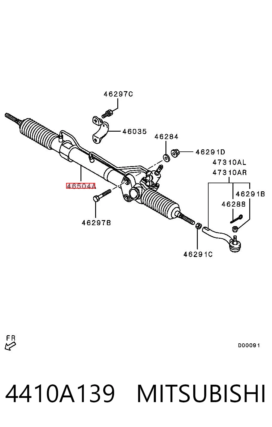 4410A139 Mitsubishi Cremalheira da direção