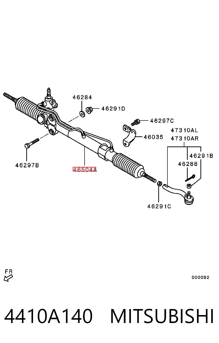 4410A140 Mitsubishi Cremalheira da direção
