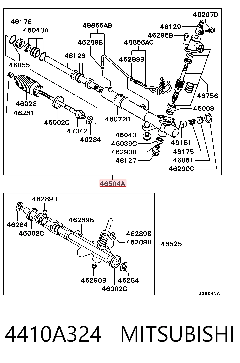 4410A324 Mitsubishi Cremalheira da direção