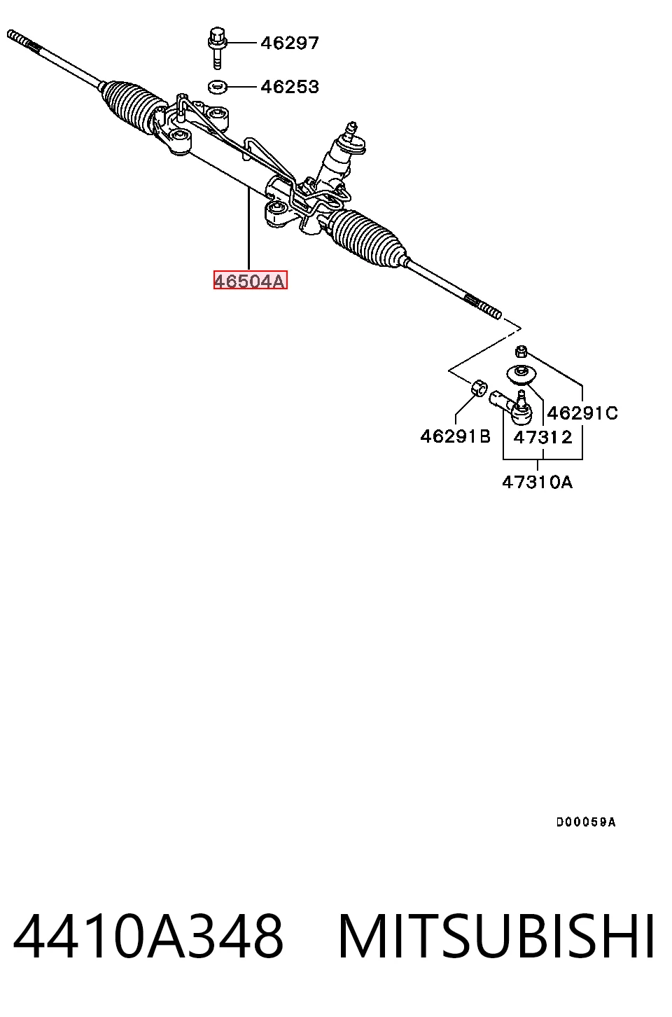 4410A348 Mitsubishi Cremalheira da direção