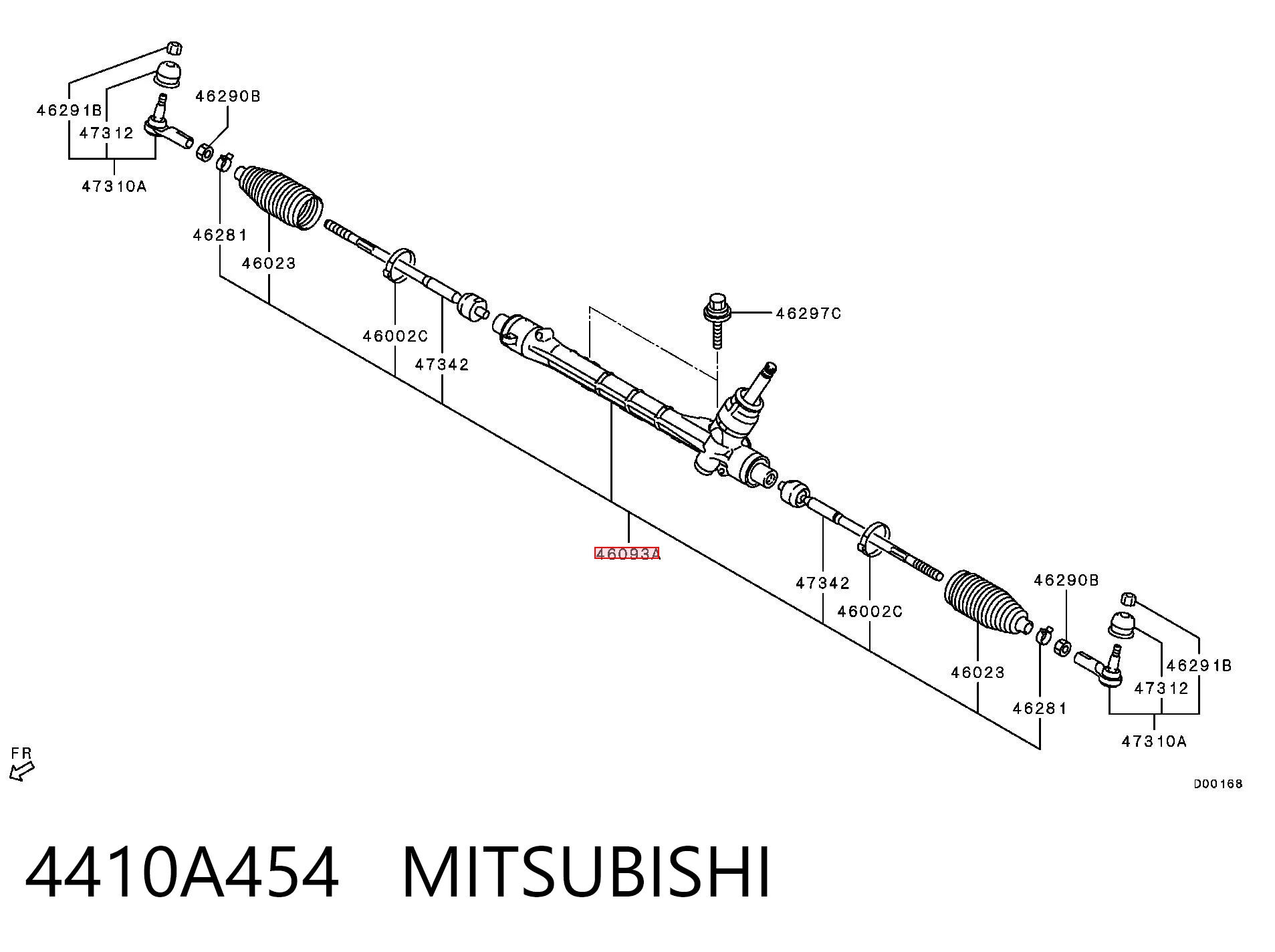 4410A454 Mitsubishi Cremalheira da direção