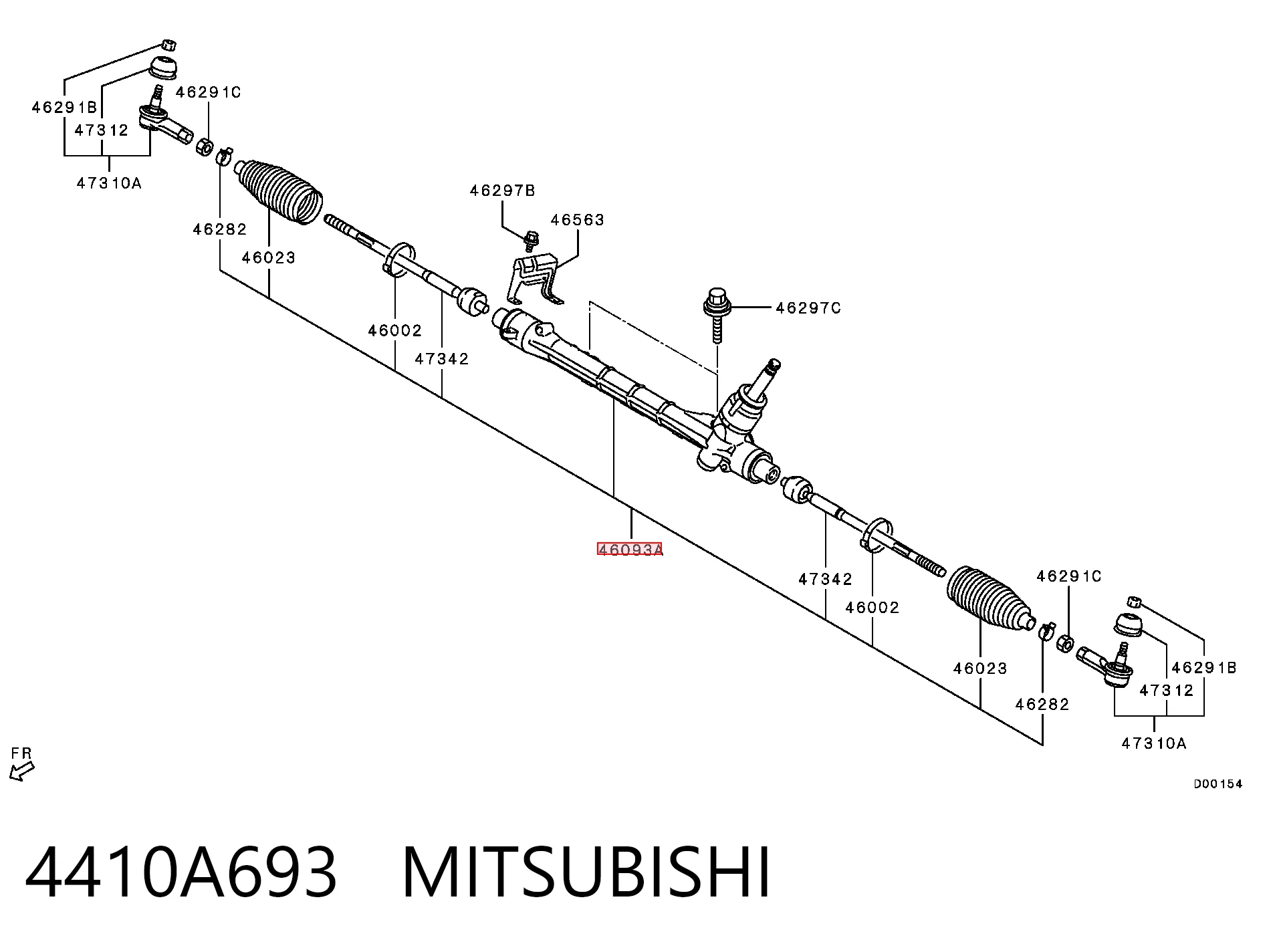 4410A693 Mitsubishi Cremalheira da direção