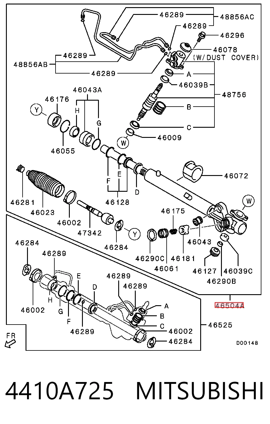 4410A725 Mitsubishi Cremalheira da direção