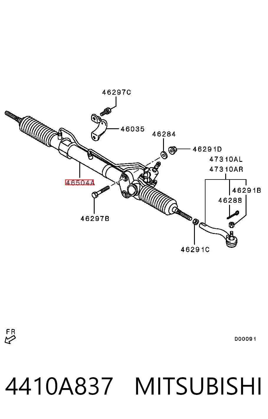 4410A837 Mitsubishi Cremalheira da direção