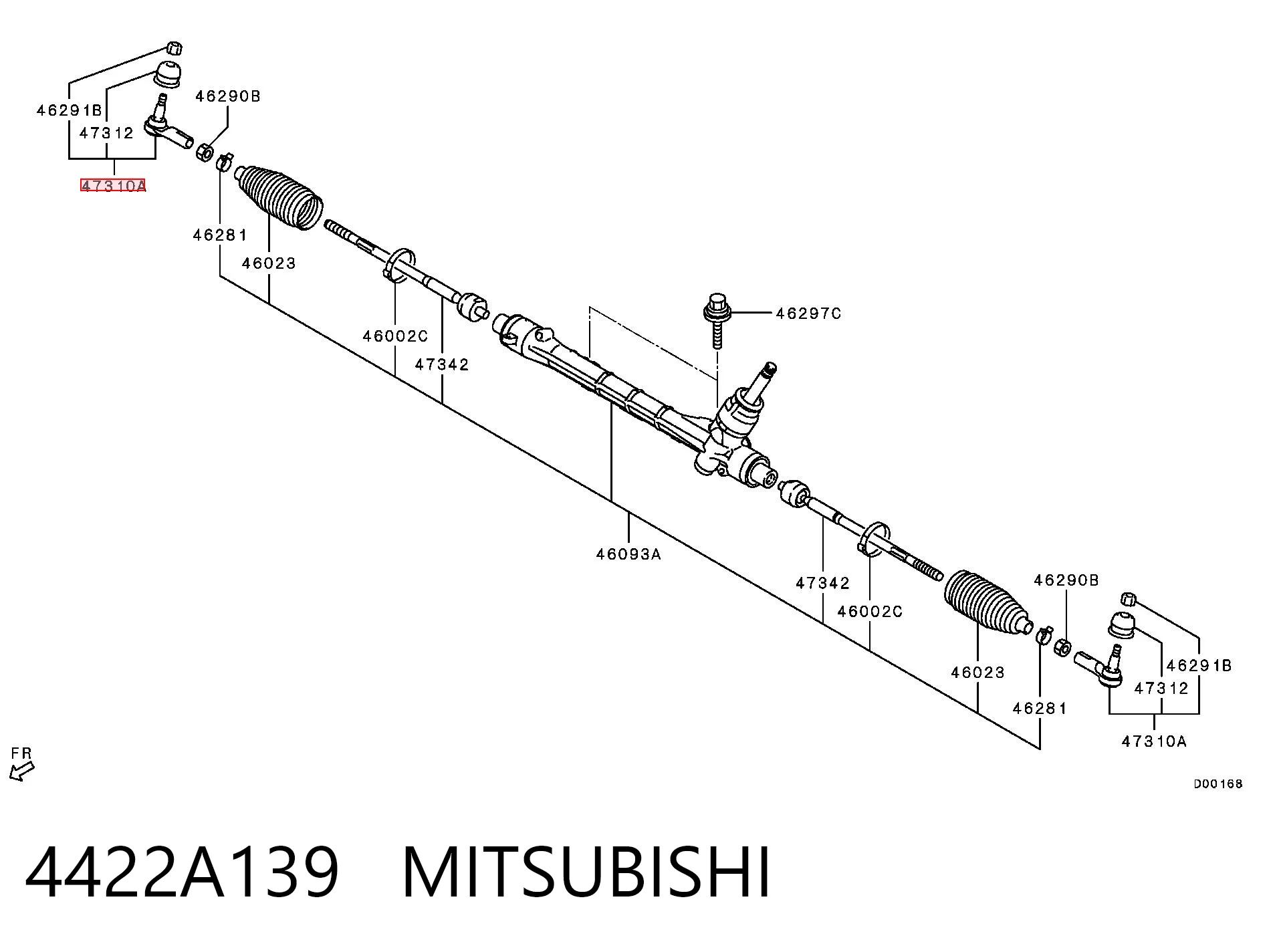 4422A139 Mitsubishi Ponta externa da barra de direção