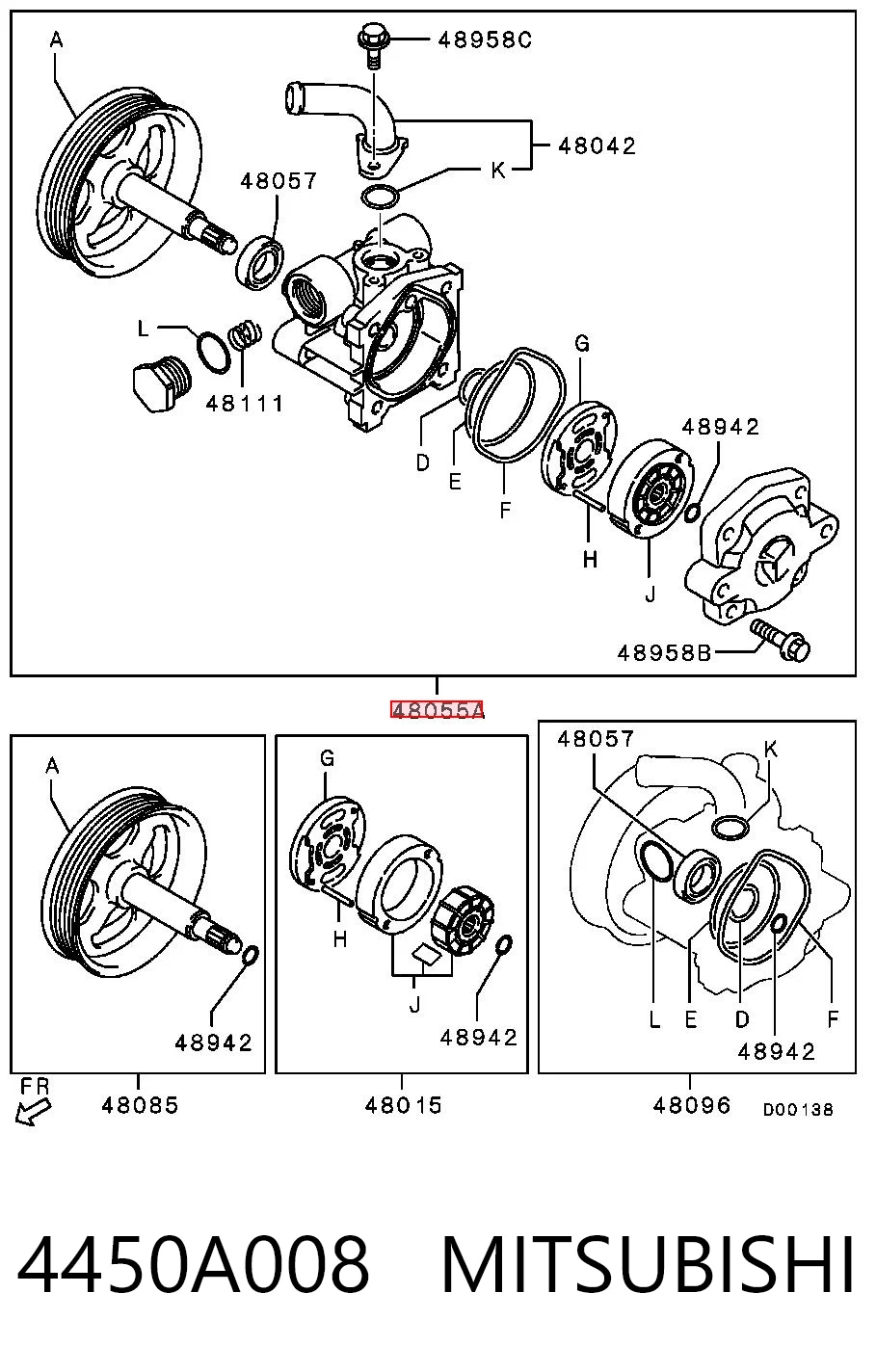 4450A008 Mitsubishi Bomba da Direção hidrâulica assistida
