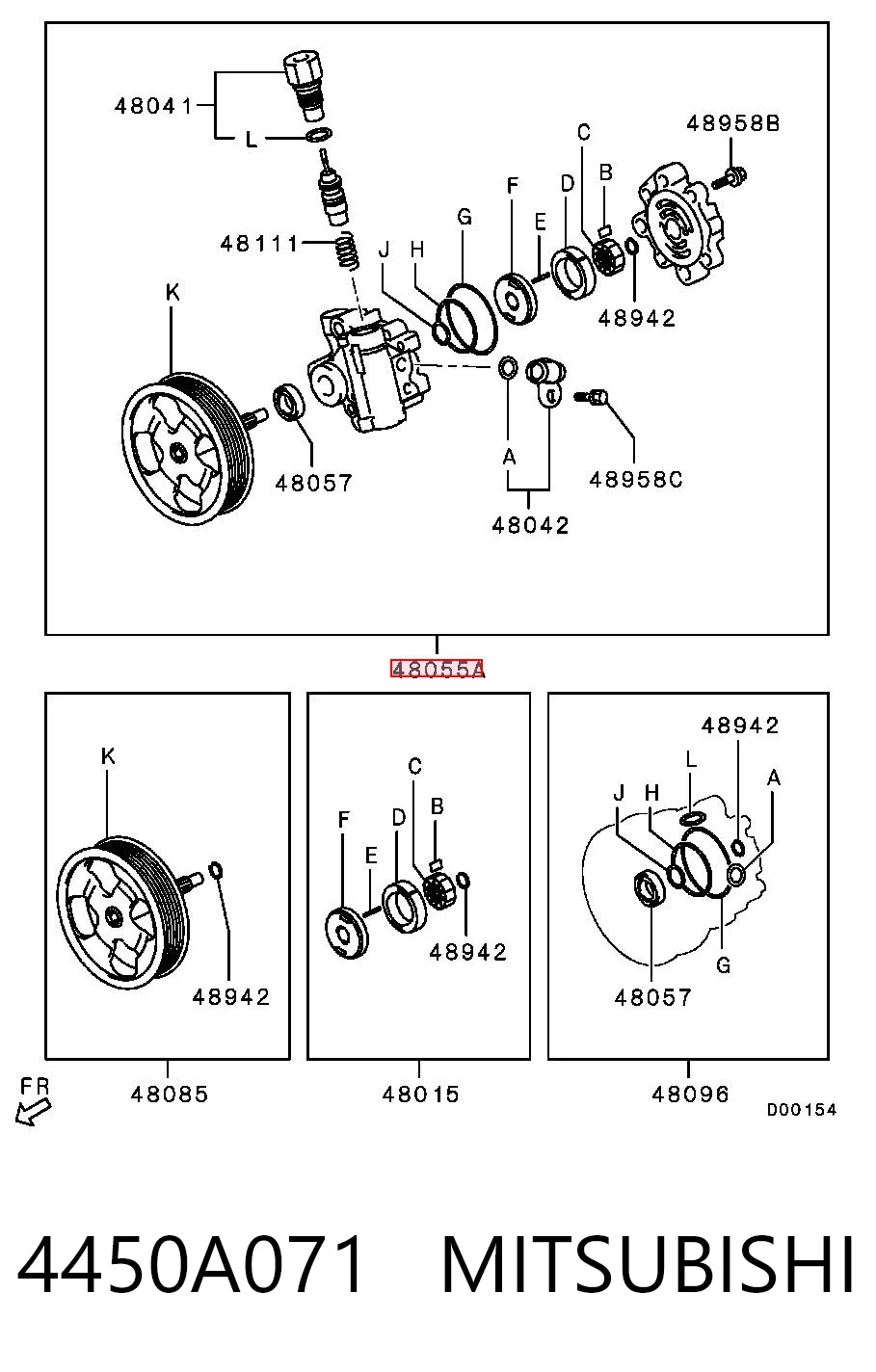 4450A071 Mitsubishi Bomba da Direção hidrâulica assistida