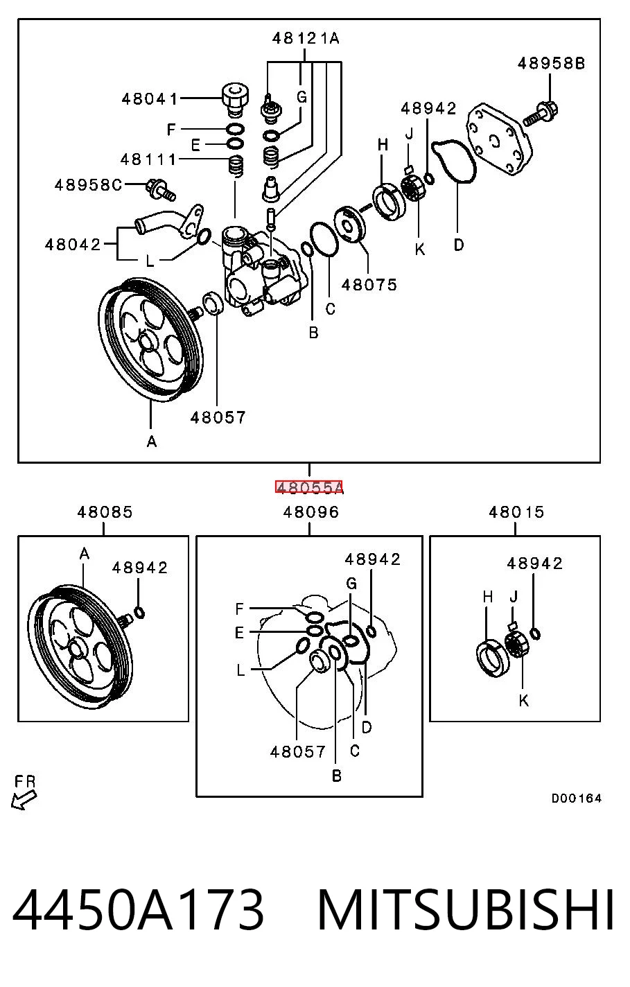 4450A173 Mitsubishi Bomba da Direção hidrâulica assistida