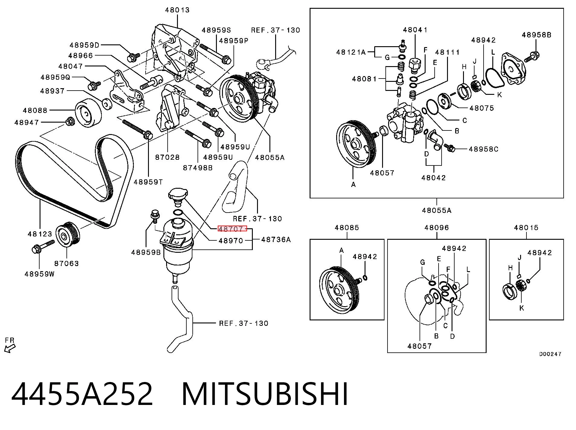 4455A252 Mitsubishi Tampa de tanque de bomba da Direção hidrâulica assistida