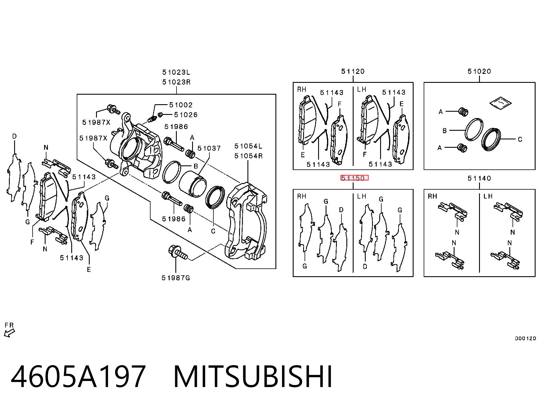 4605A197 Mitsubishi Chapa anti-ruído de fixação do freio de sapata dianteira