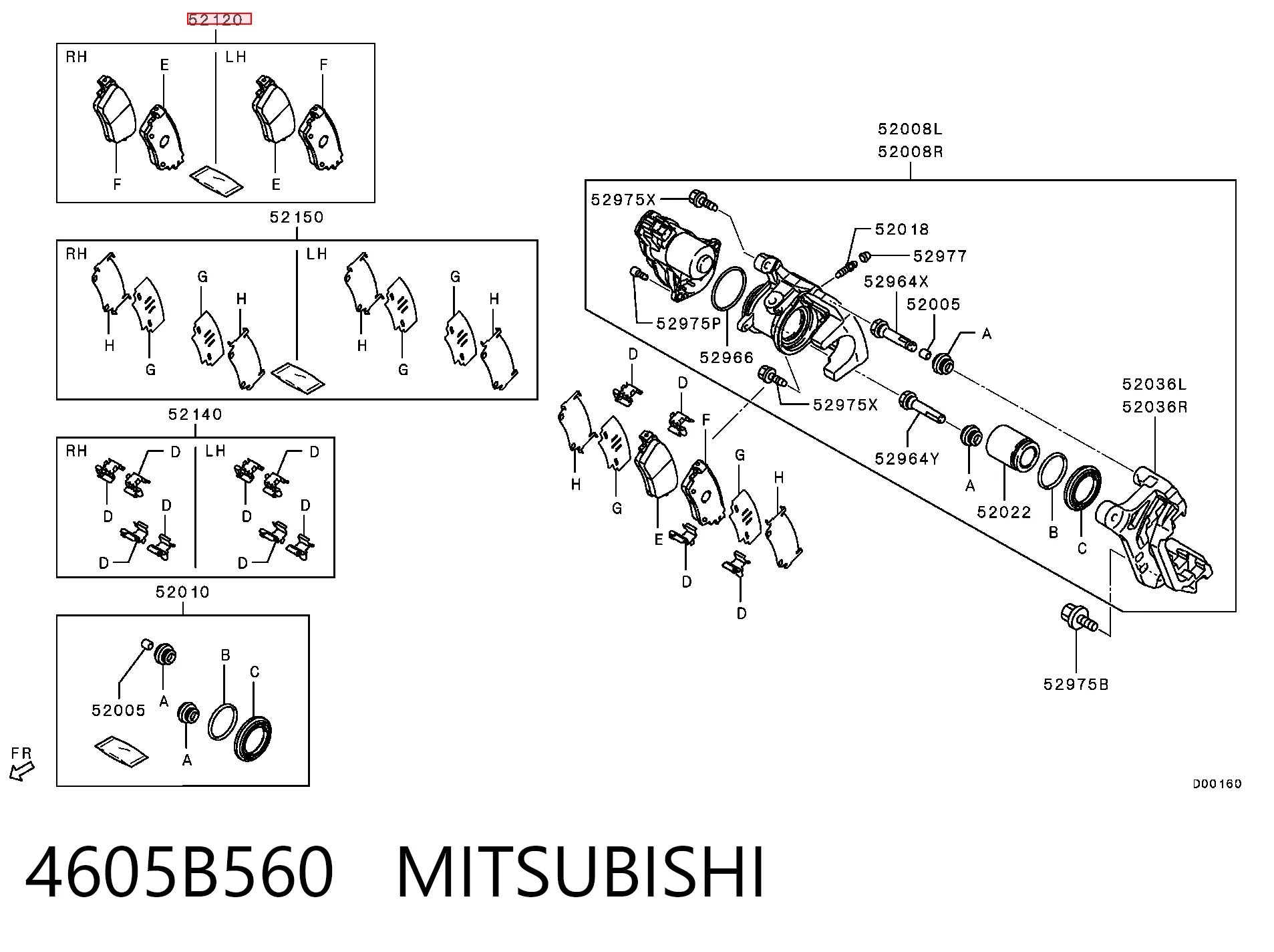 4605B560 Mitsubishi Sapatas do freio traseiras de disco
