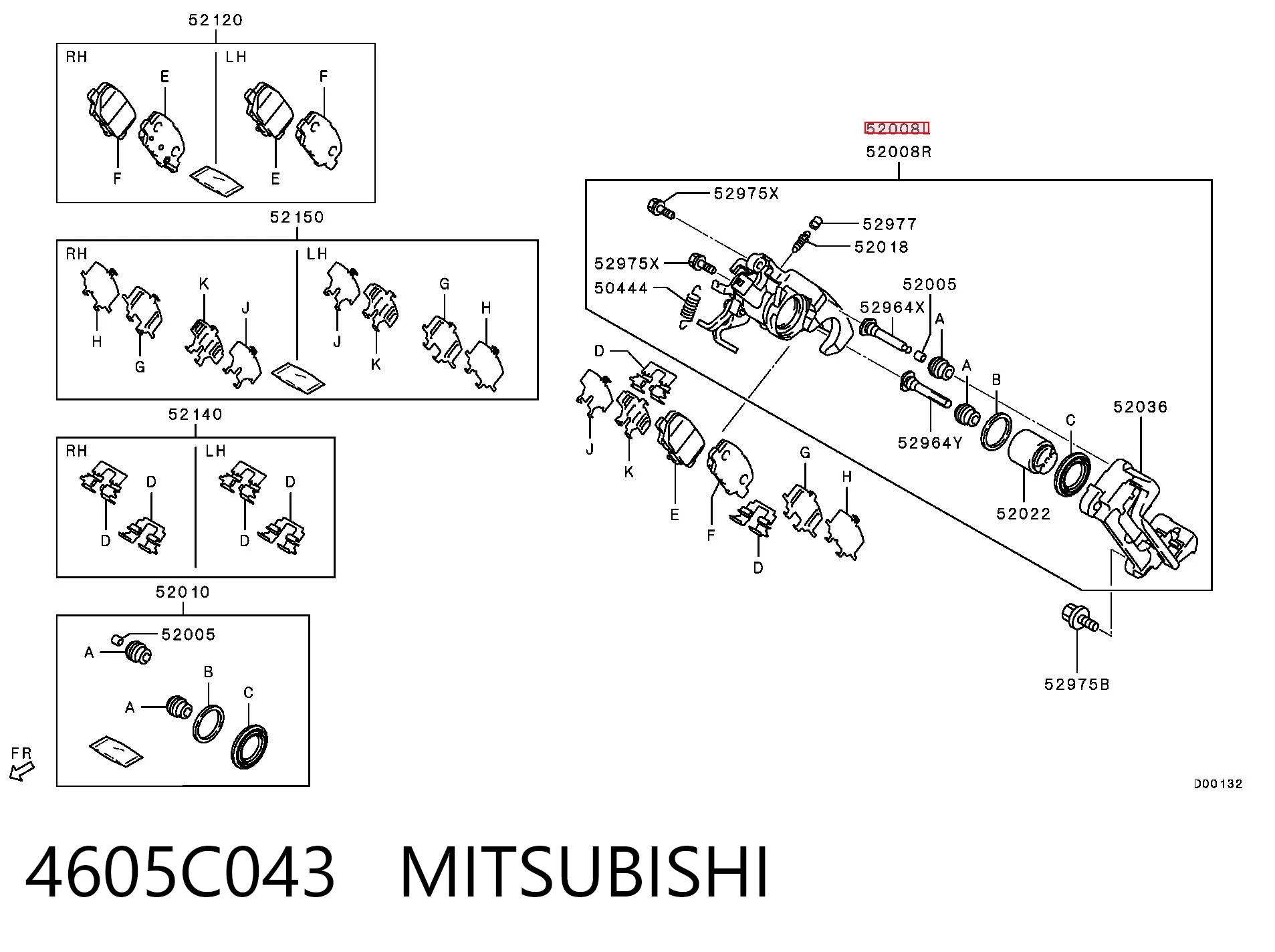 4605C043 Mitsubishi Suporte do freio traseiro esquerdo