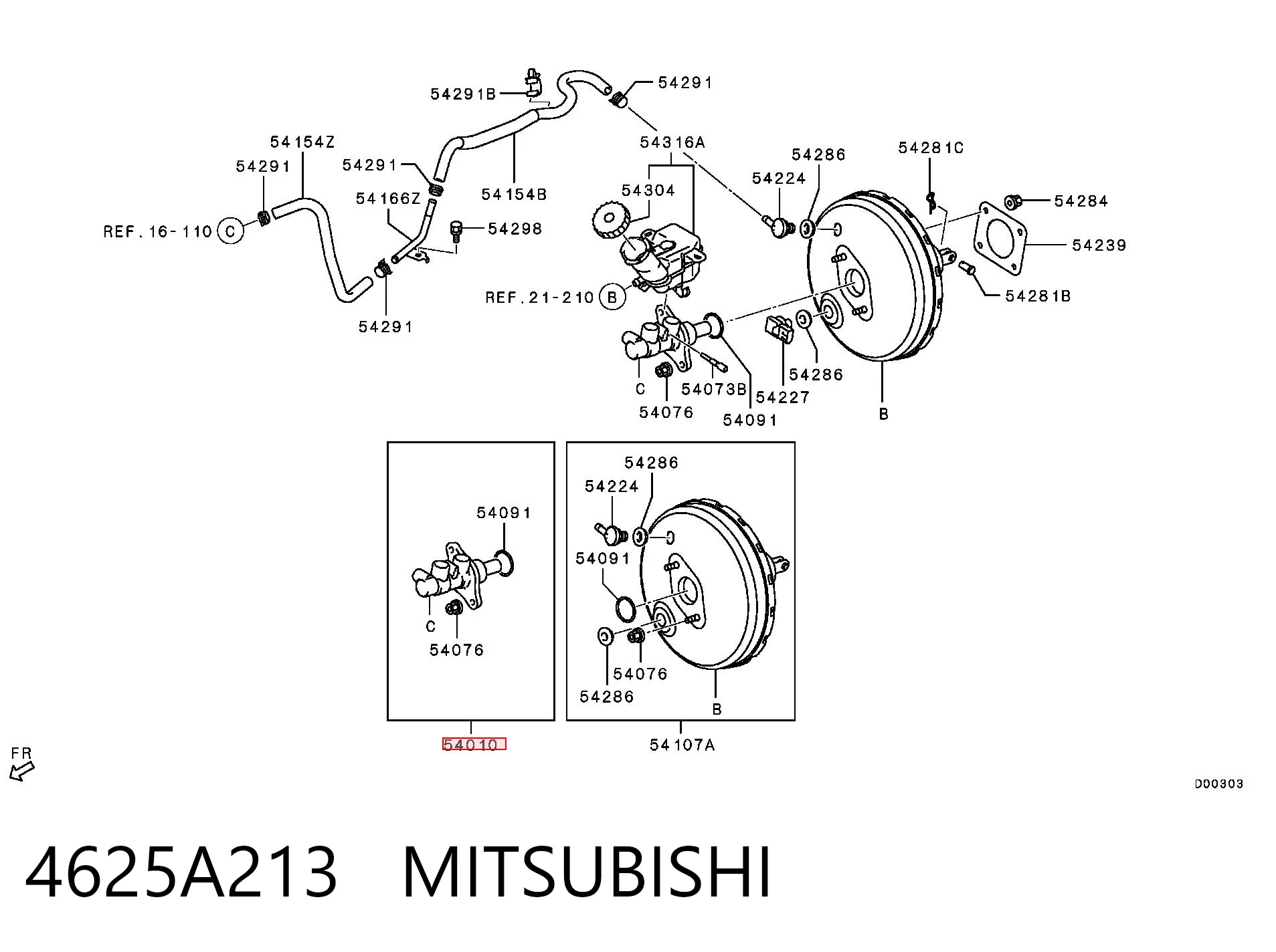 4625A213 Mitsubishi Cilindro mestre do freio