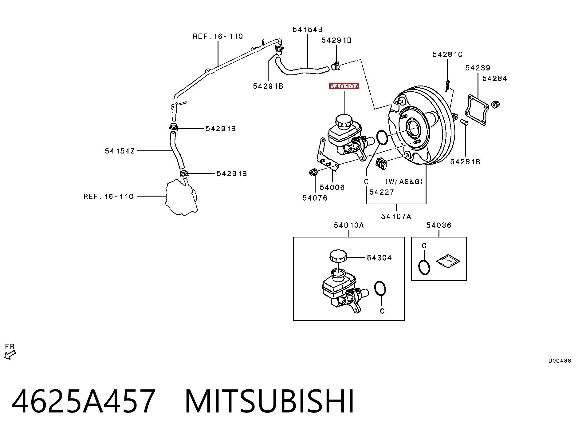 4625A457 Mitsubishi Cilindro mestre do freio