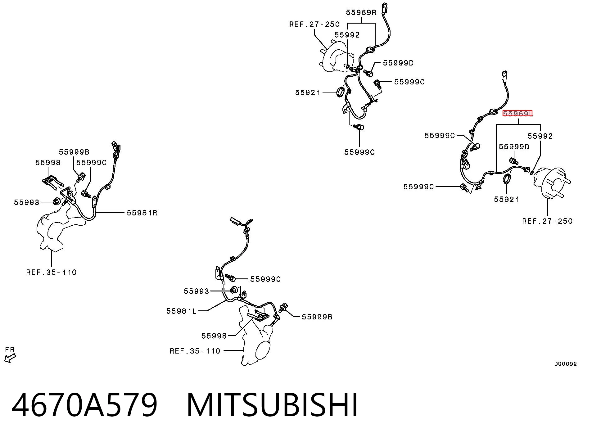 4670A579 Mitsubishi Sensor ABS traseiro esquerdo