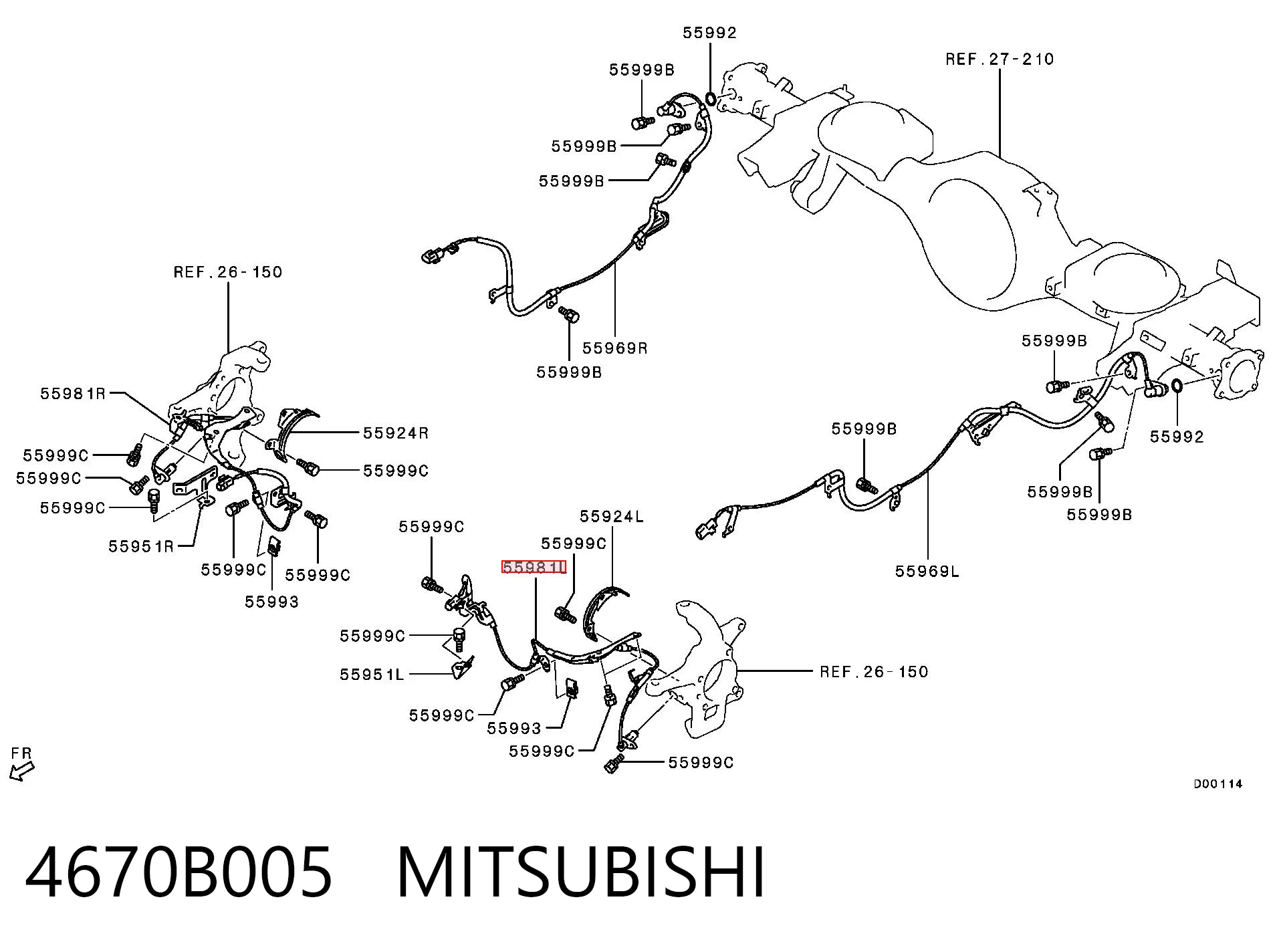 4670B005 Mitsubishi Sensor ABS dianteiro esquerdo