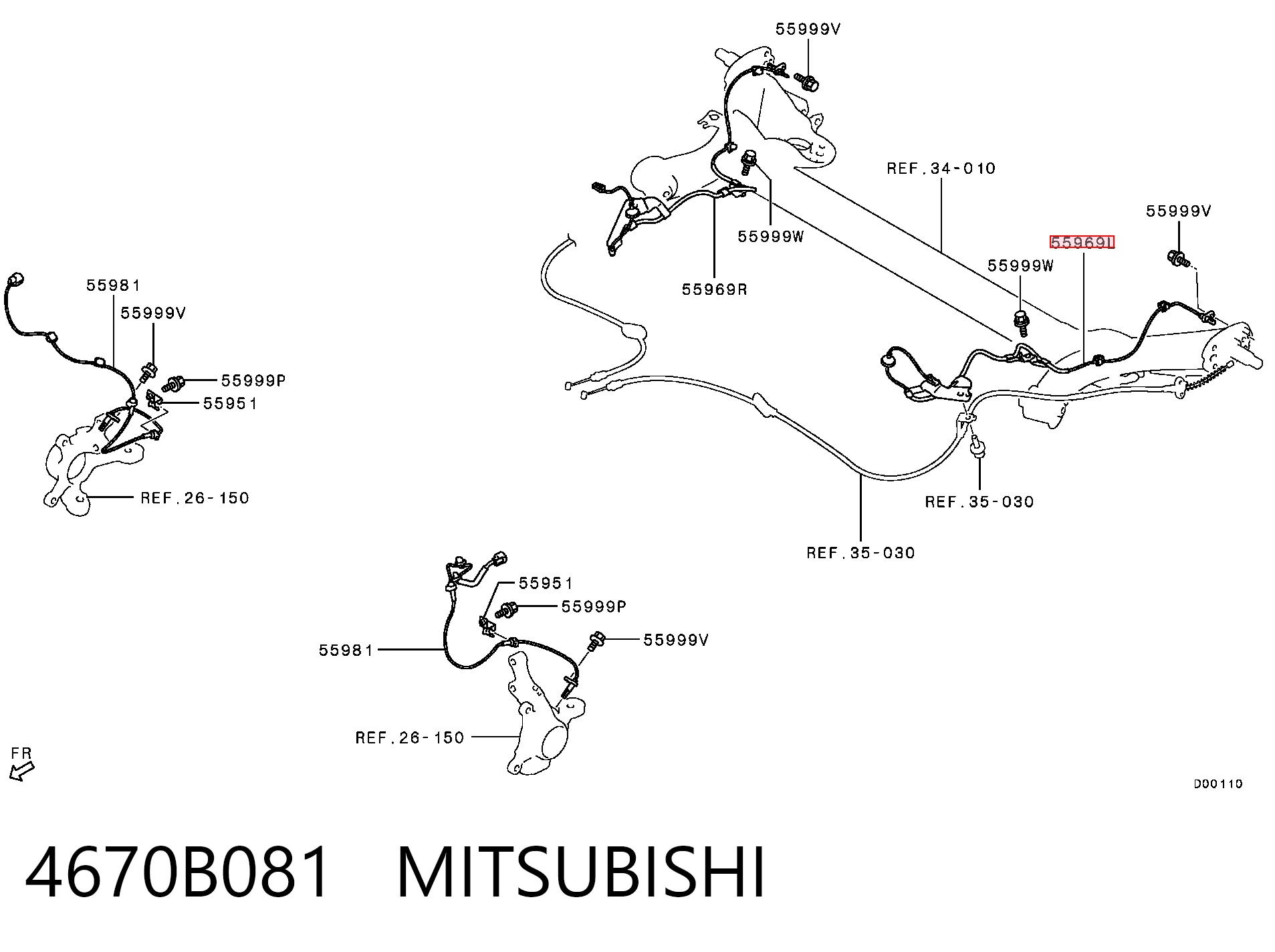4670B081 Mitsubishi Sensor ABS traseiro esquerdo