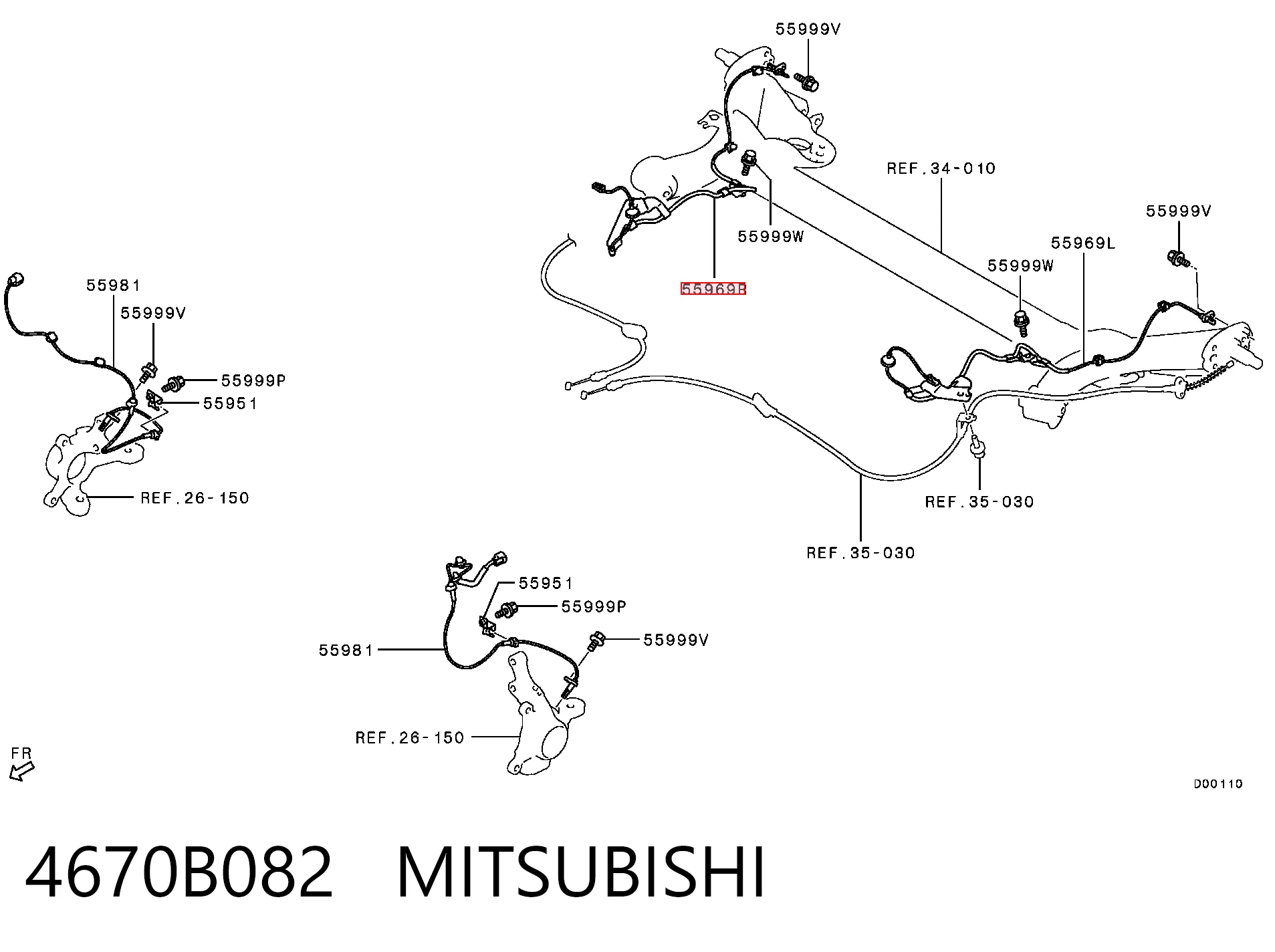 4670B082 Mitsubishi Sensor ABS traseiro direito