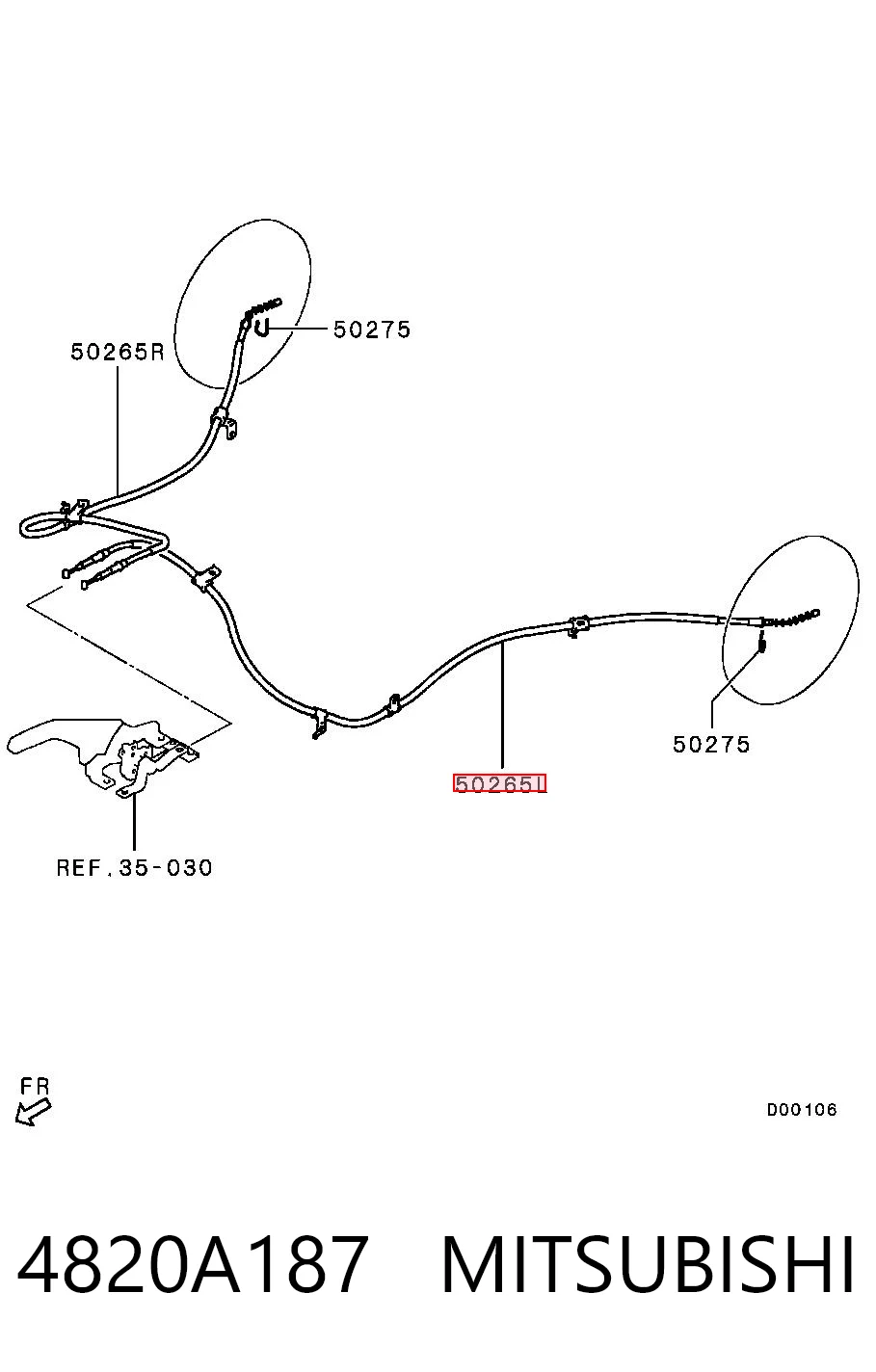  Cabo do freio de estacionamento traseiro esquerdo Mitsubishi Pajero SPORT II SUV (KH) (2008 - 2014) SPORT II