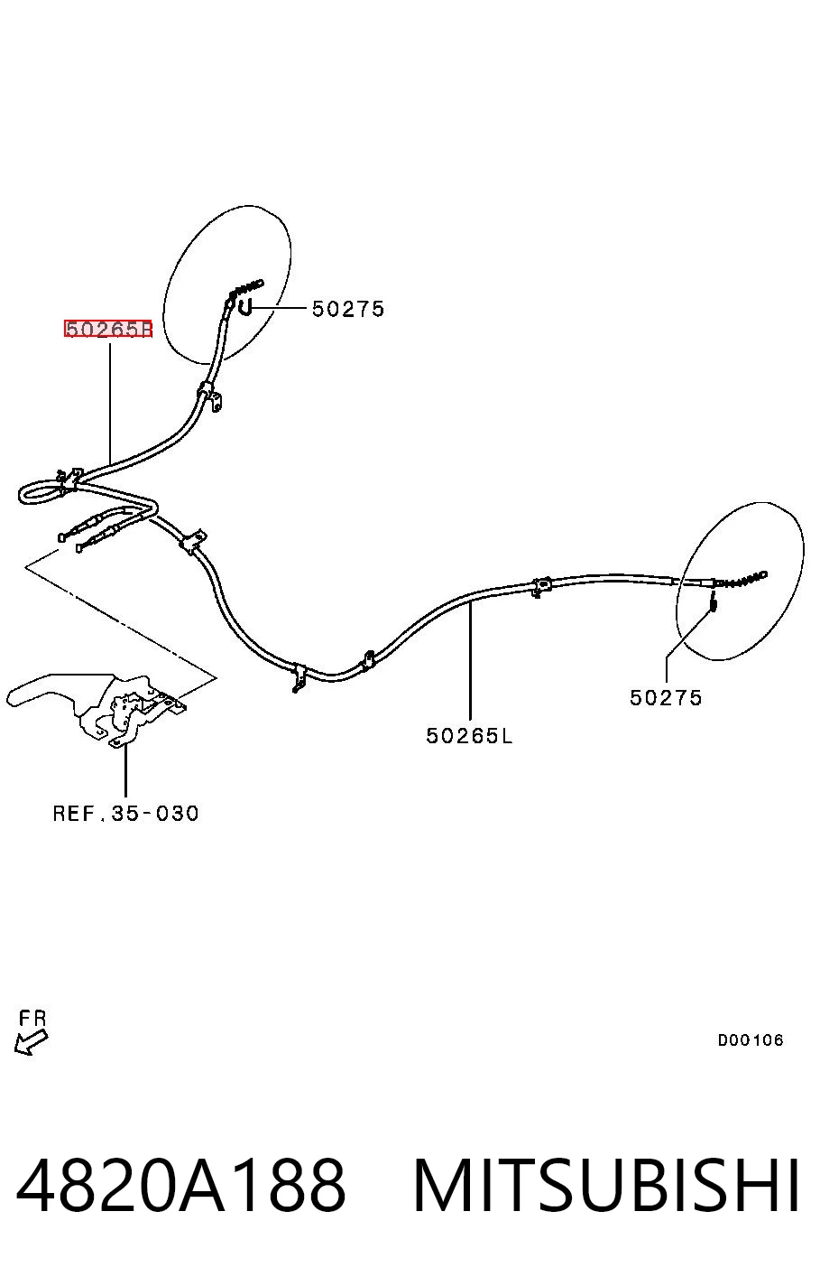  Cabo do freio de estacionamento traseiro direito Mitsubishi Pajero SPORT II SUV (KH) (2008 - 2014) SPORT II