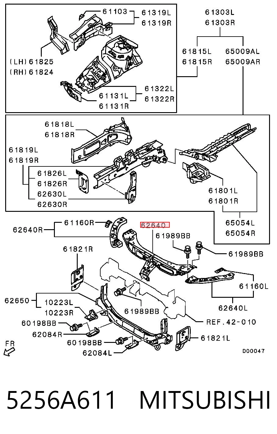 5256A611 Mitsubishi Suporte superior do radiador (painel de montagem de fixação das luzes)