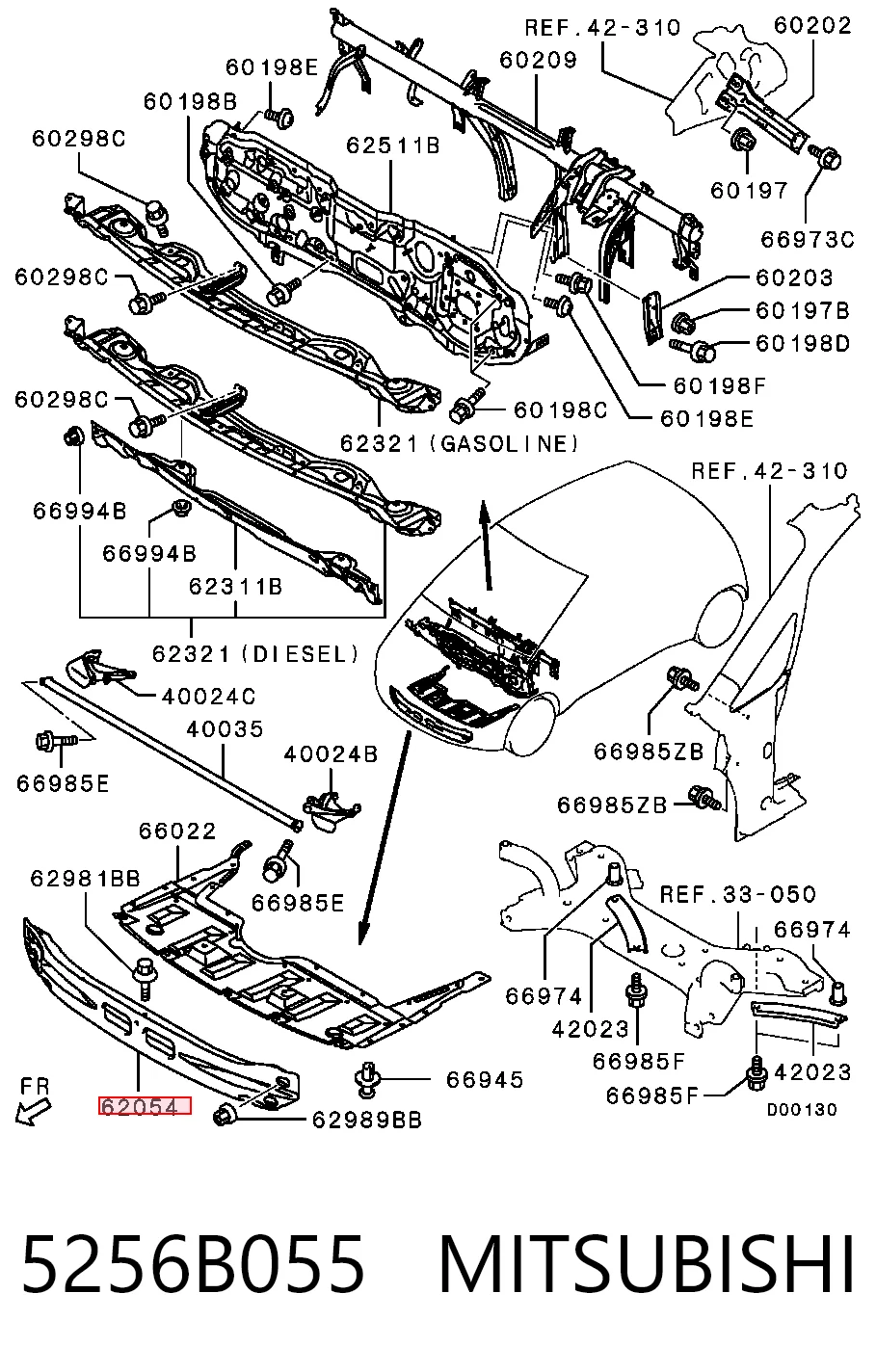  Reforçador do pára-choque dianteiro Mitsubishi Colt VI hatchback (Z3A) (2004 - 2008) VI