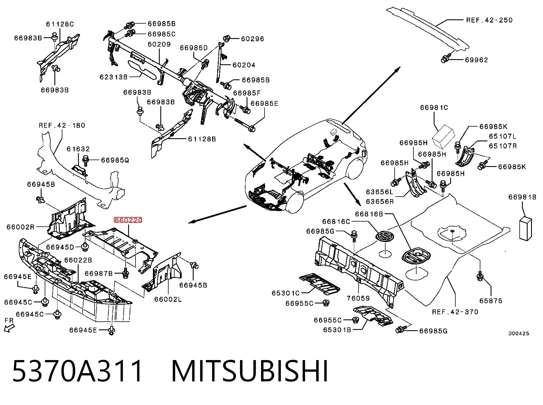 Proteção de motor, de panela (da seção de motor) Mitsubishi ASX  GA